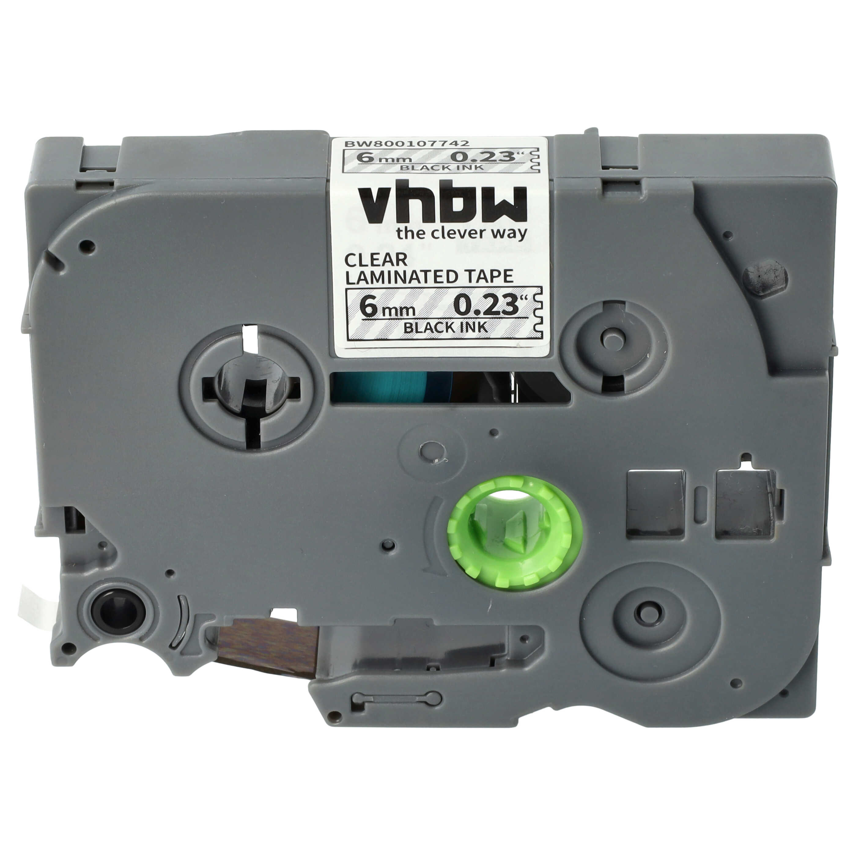 Label Tape as Replacement for Brother TZE-111 - 6 mm Black to Transparent