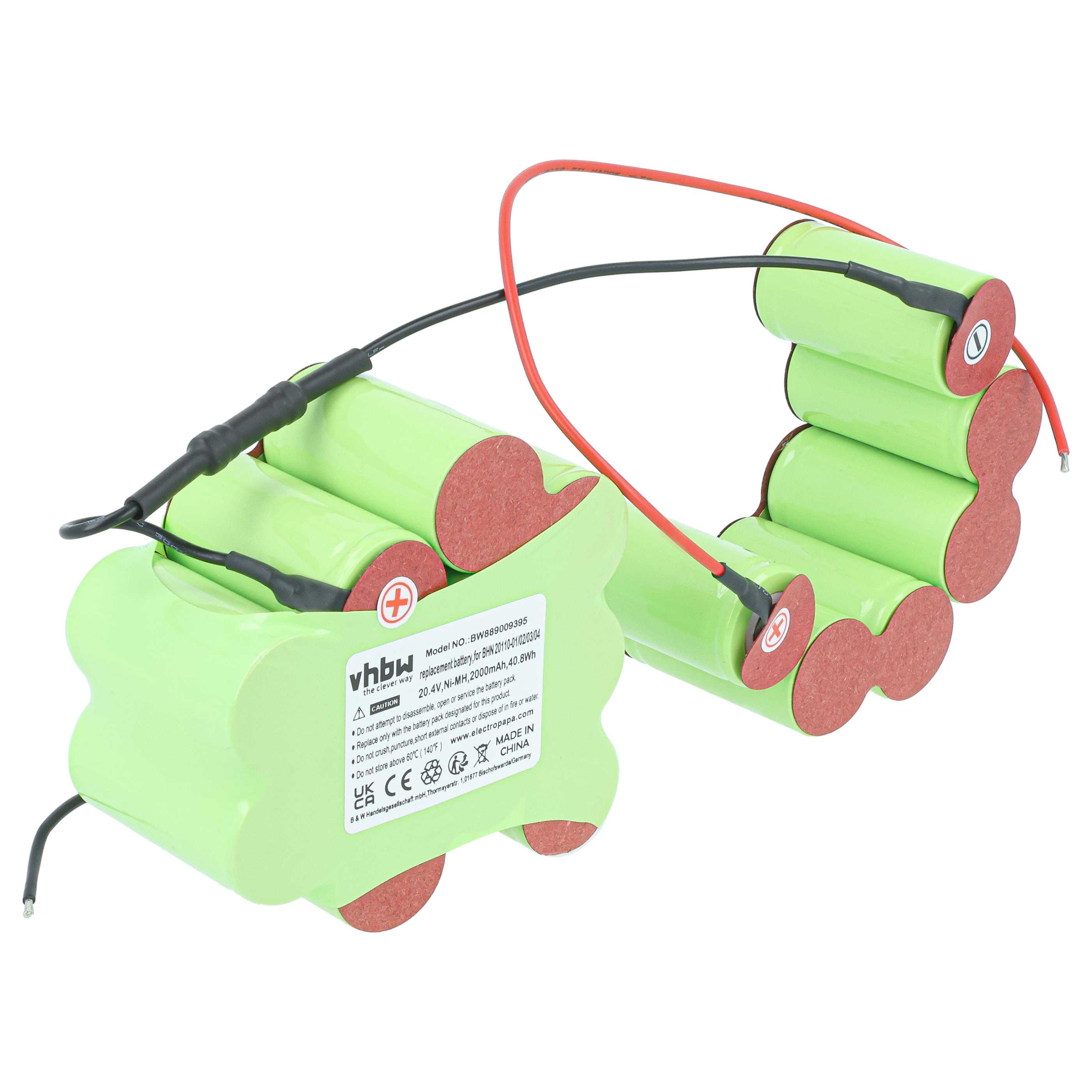 Akku für Bosch Bhn20110/01, Bhn20110/02, Bhn20110/03, Bhn20110/04 für Staubsauger - 2 Ah 20,4V NiMH