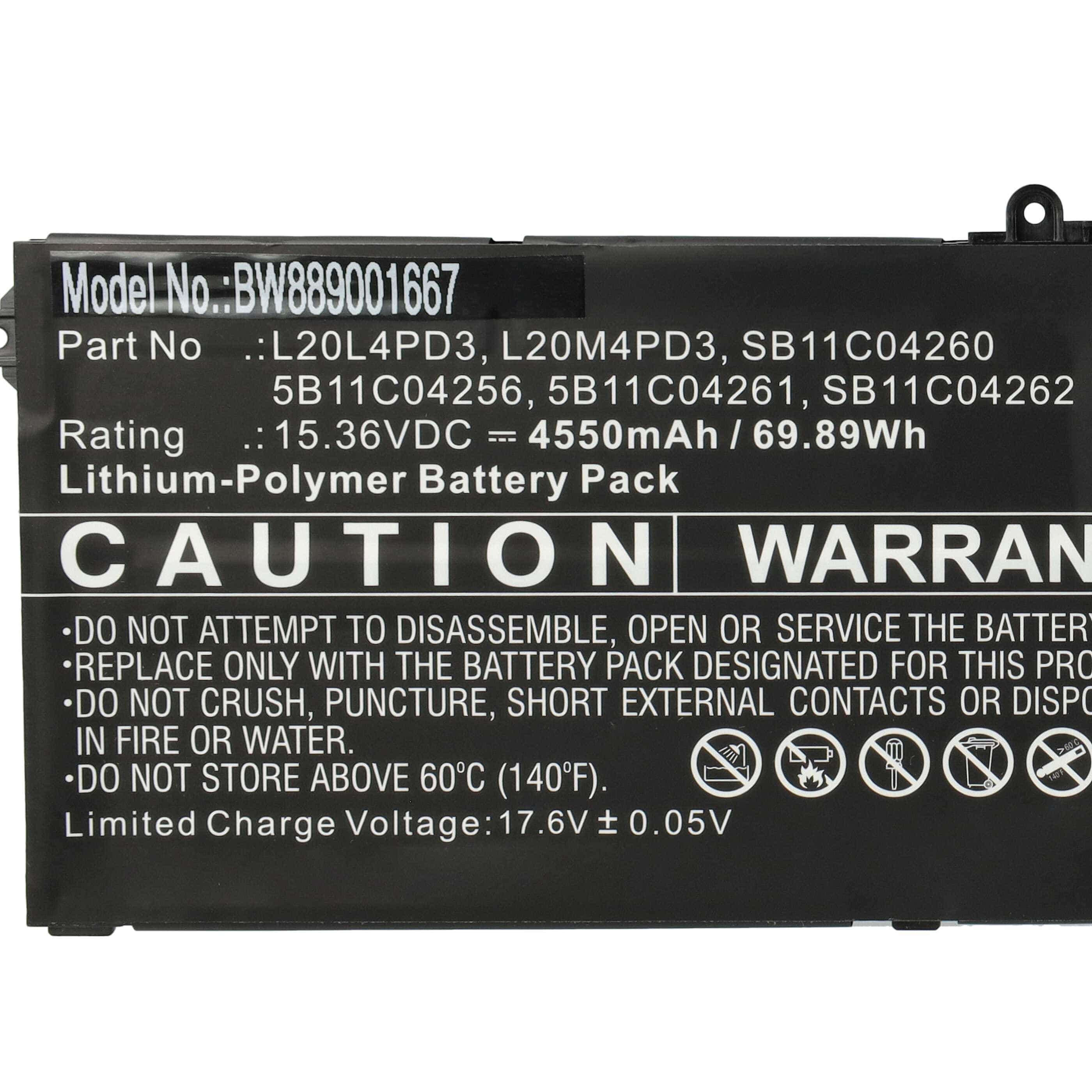 Akumulator do laptopa zamiennik Lenovo L20L4PD3, 5B11C04261, 5B11C04256 - 4550 mAh 15,36 V LiPo, czarny