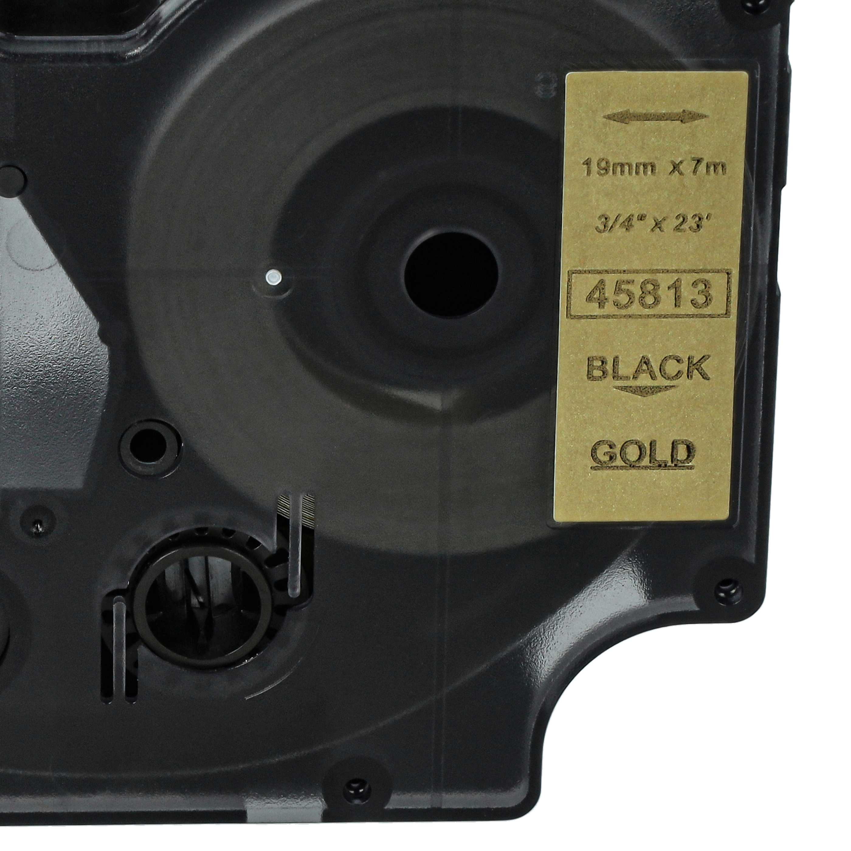 Label Tape replaces Dymo 45813, D1 - 19 mm Black to Gold