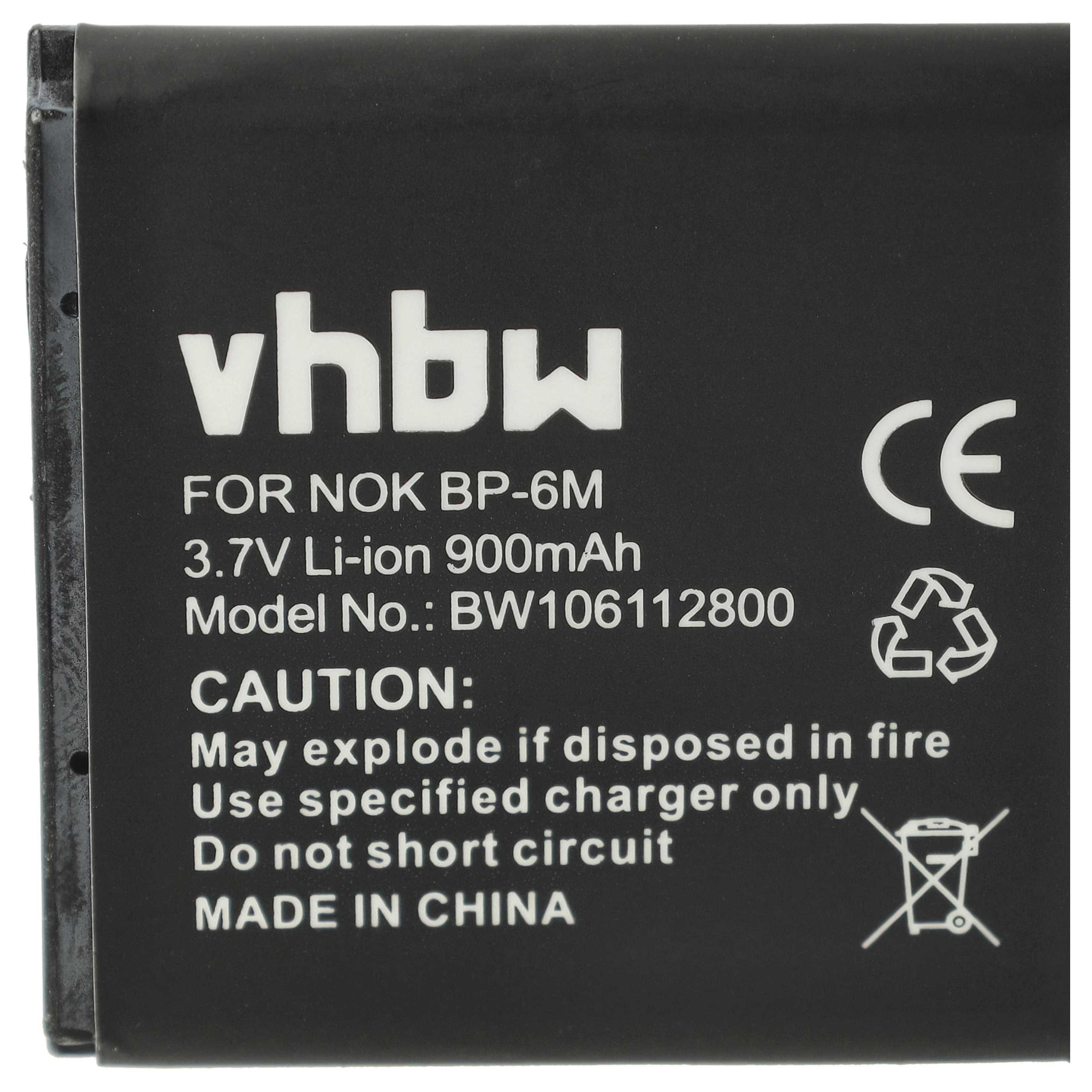 Batería reemplaza Nokia BP-6M para - 900 mAh 3,7 V Li-Ion
