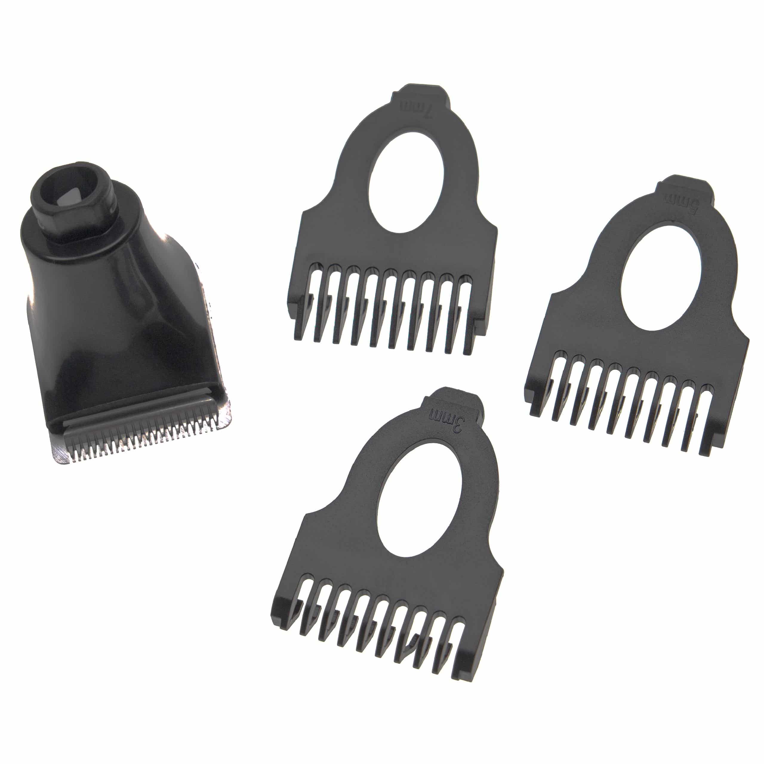 Trimmer Head Set for Philips Arcitec Razors etc. - 4-Part Kit with 3 mm / 5 mm / 7 mm Beard Comb