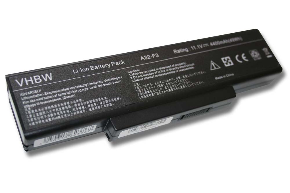 Notebook Battery Replacement for Asus A33-F3, A32-Z96, A32-Z94, A32-F3 - 4400mAh 11.1V Li-Ion, black
