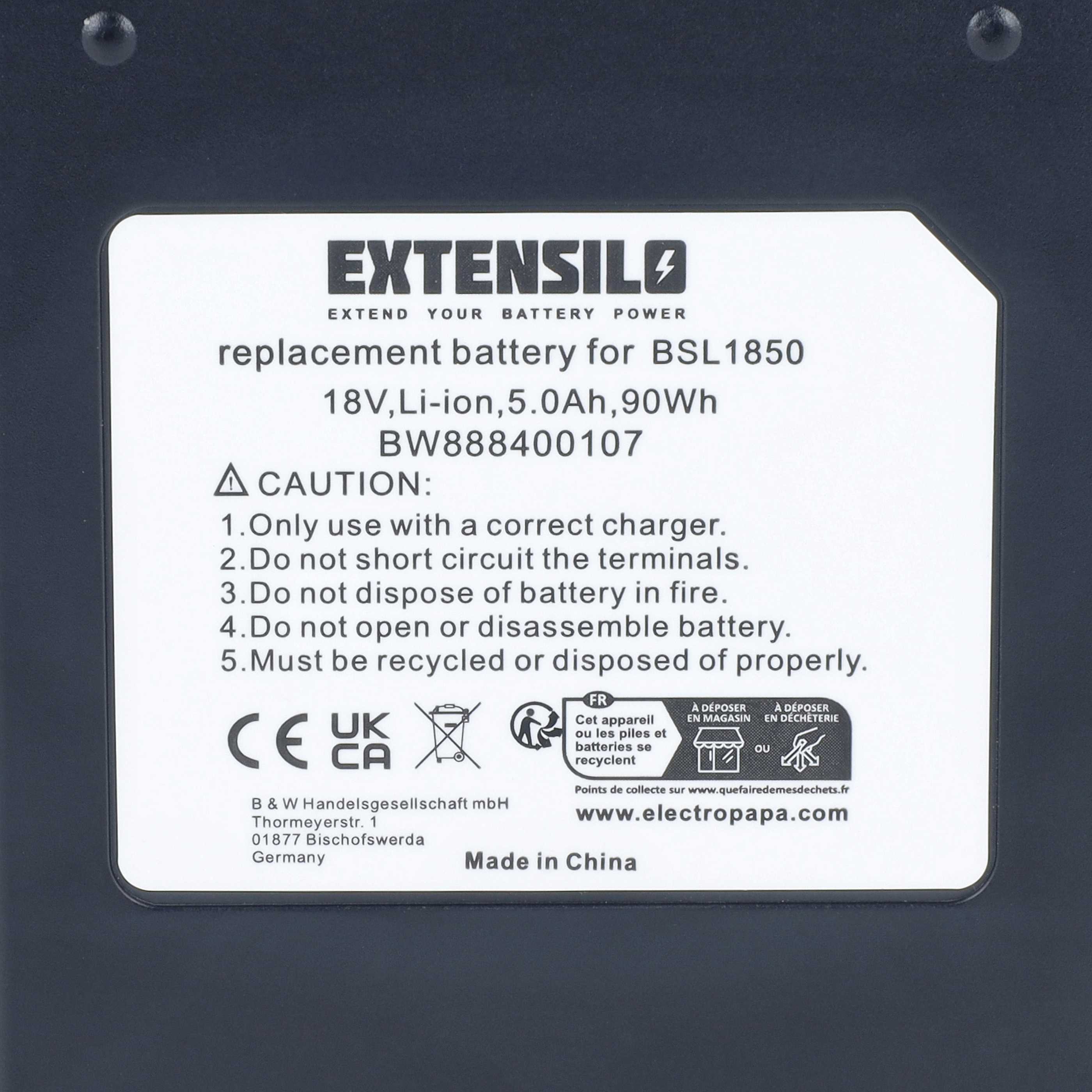 2x Battery replaces Hitachi Hikoki 33055, 330068, 330067, 330139 Electric Power Tool - 5000 mAh, 18 V, Li-Ion