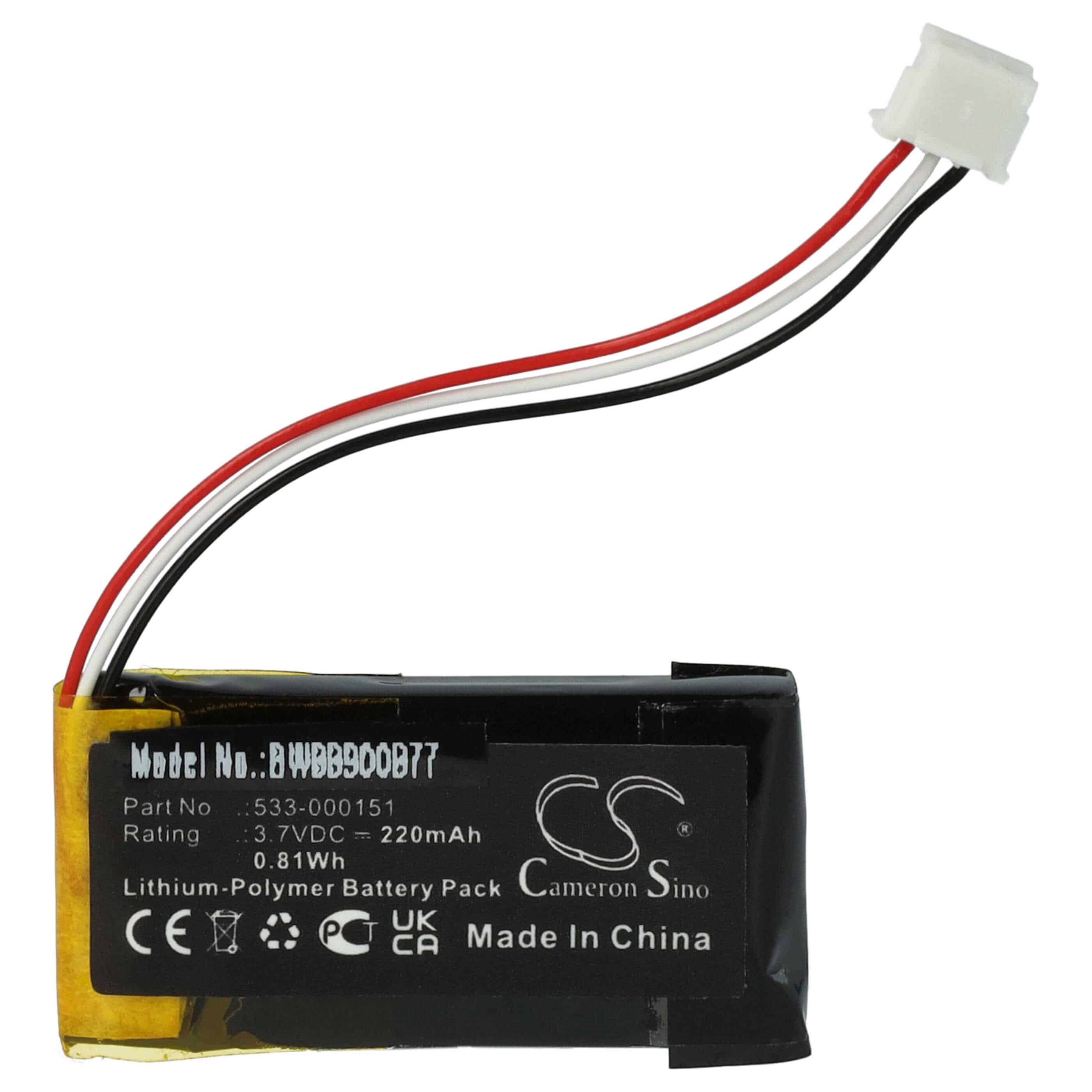 Batterie remplace Logitech 533-000151, AHB521630PJT-04 pour souris sans-fil - 220mAh 3,7V Li-polymère