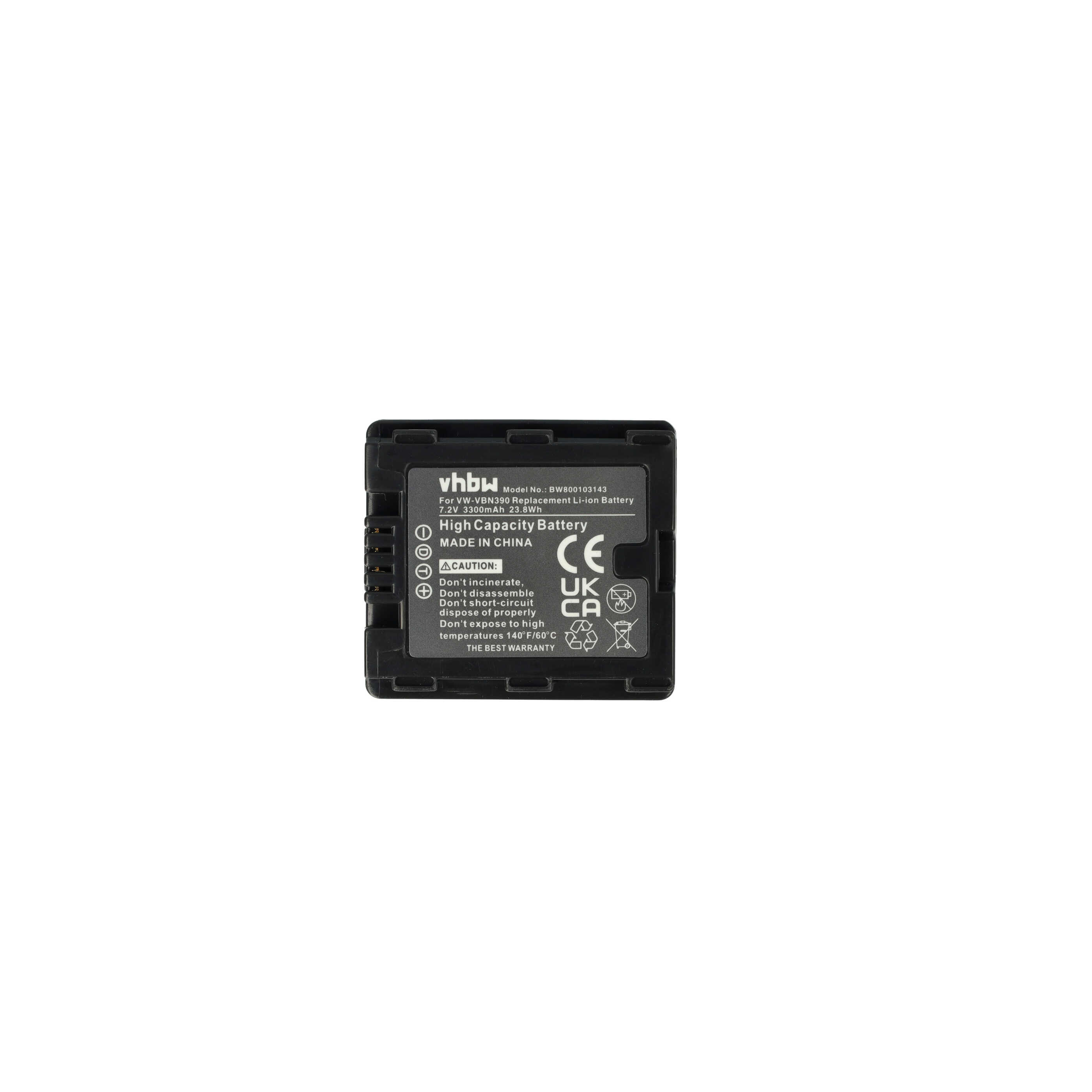 Videocamera 2x Battery replaces Panasonic VW-VBN260E-K, VW-VBN260E, VW-VBN260 - 3300 mAh 7.2 V Li-Ion