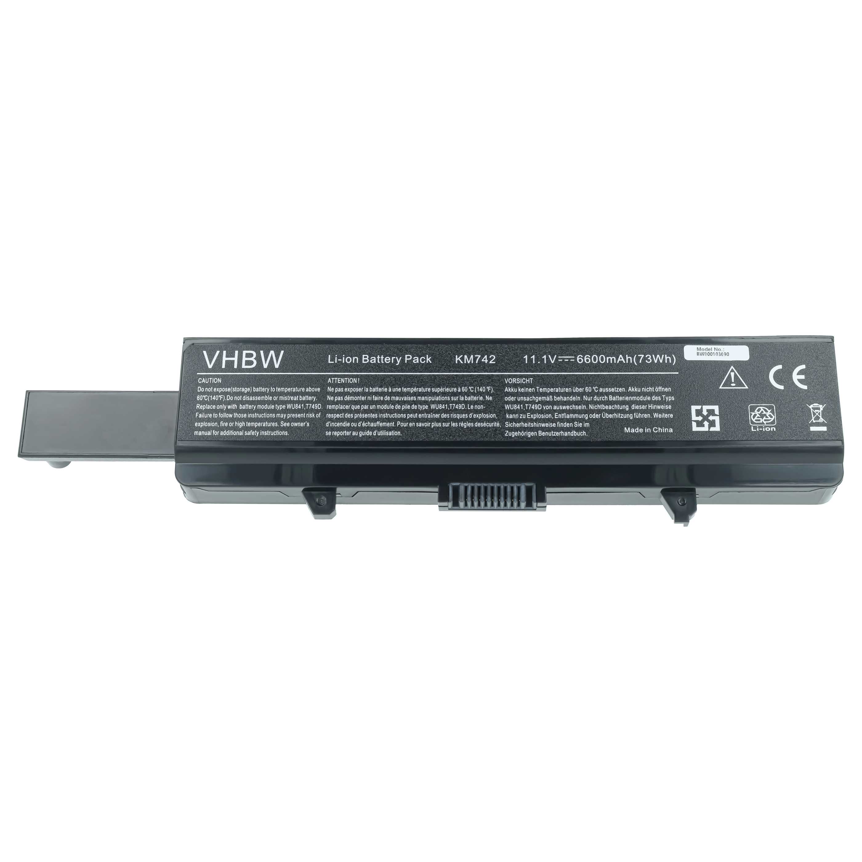 Akumulator do laptopa zamiennik Dell 0GW252, 0F965N, 0F972N, 312-0566 - 6600 mAh 11,1 V Li-Ion, czarny