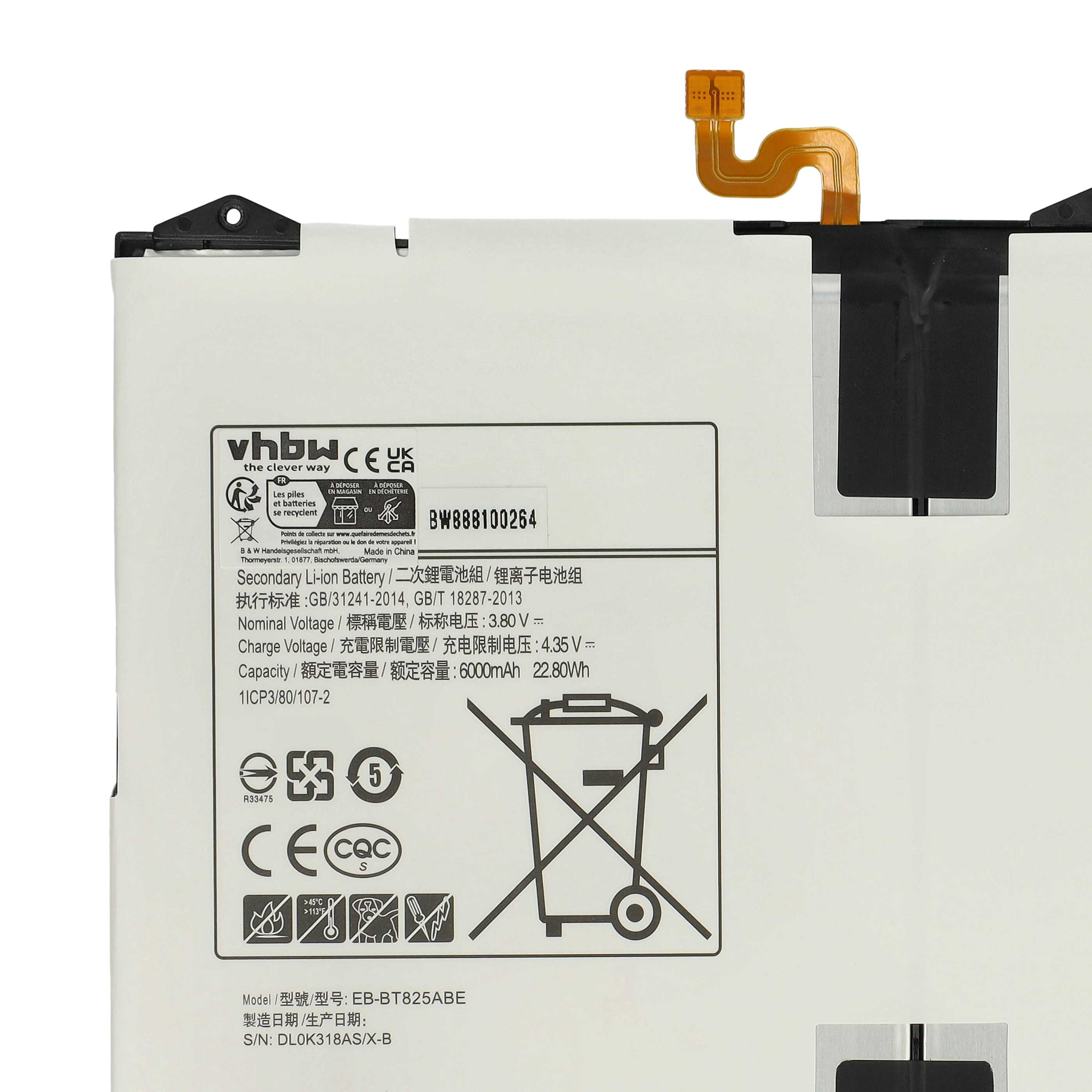 Batteria per tablet sostituisce Samsung EB-BT825ABE, EB-BT825ABA, GH43-04702A Samsung - 6000mAh 3,8V Li-Ion