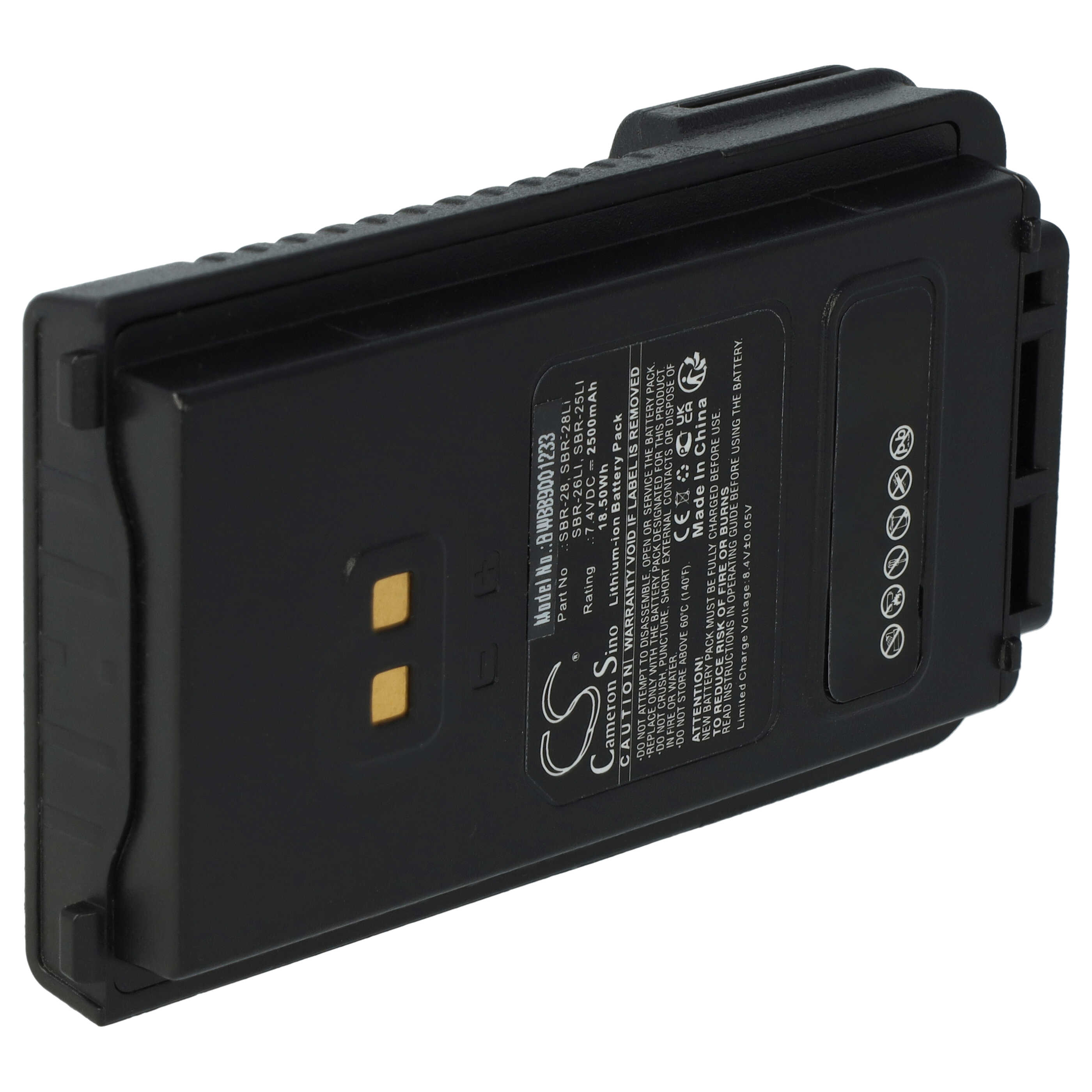 Radio Battery Replacement for Yaesu SBR-25LI, SBR-28Li, SBR-26LI, SBR-28 - 2500mAh 7.4V Li-Ion