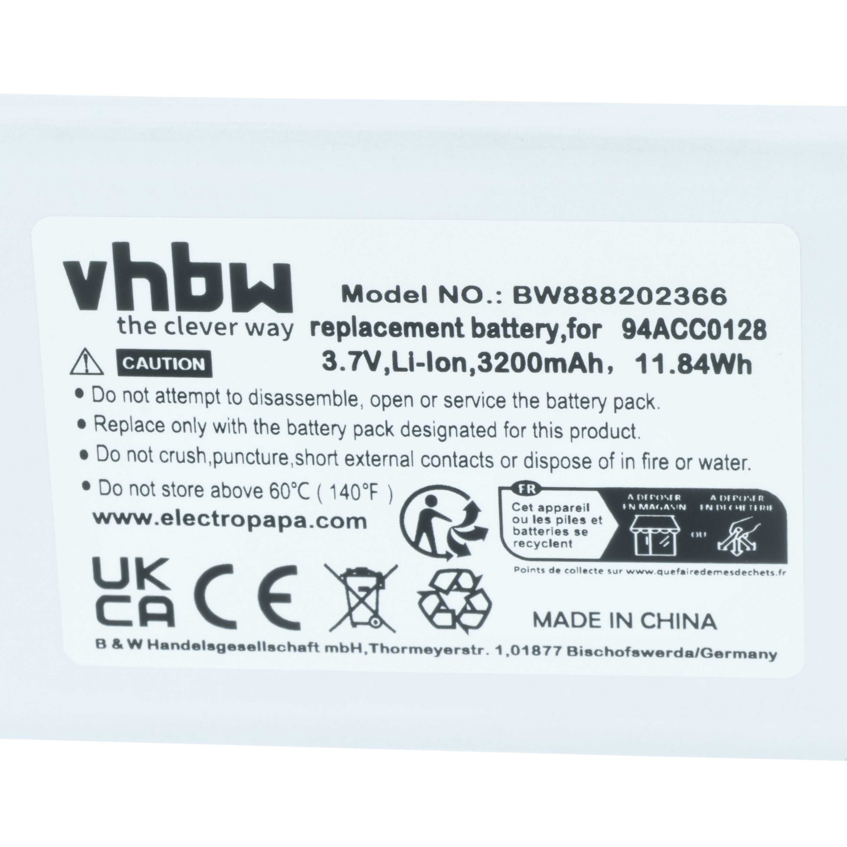 Handheld Computer 5x Battery replaces Datalogic BTDL1, 94ACC0129, 94ACC0128, 3H21-00000491 - 3200mAh, 3.8V