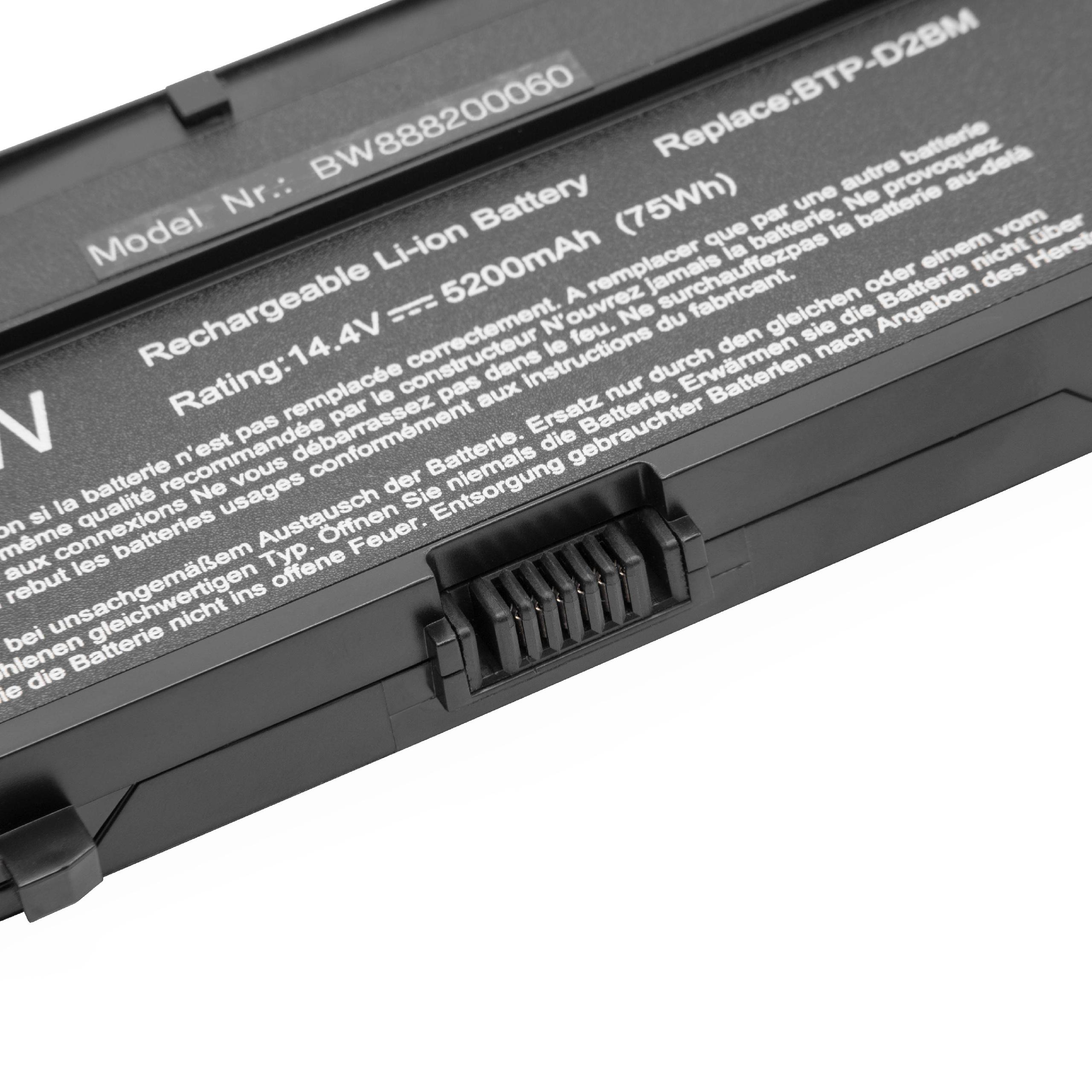 Notebook Battery Replacement for Medion 40027608, BTP-CMBM, 40026269, 40029779 - 5200mAh 14.4V Li-Ion, black