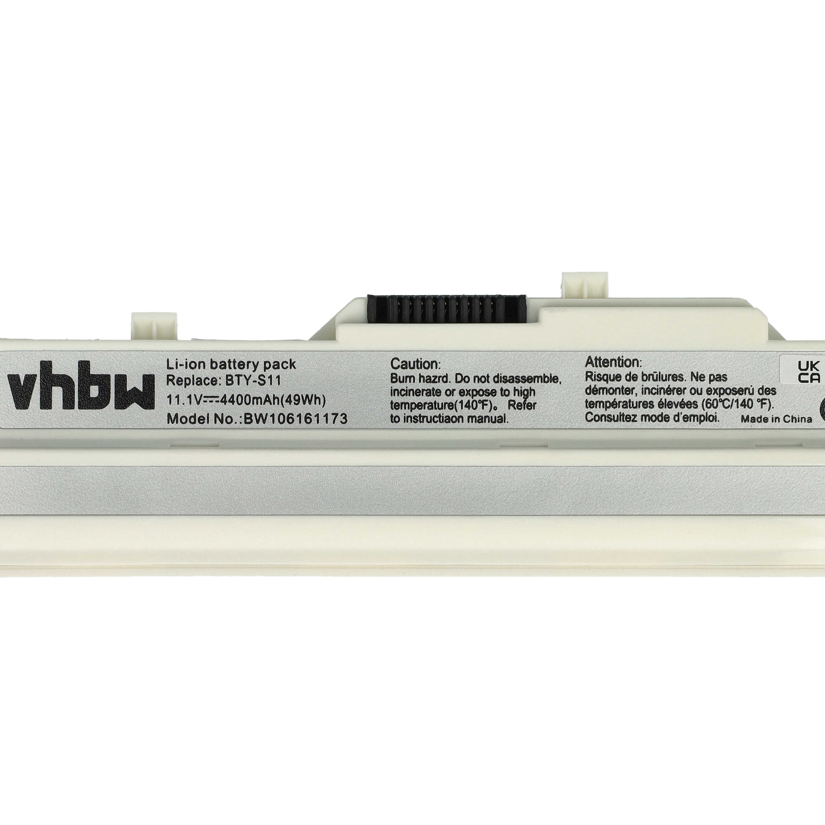 Batterie remplace BTY-S11, BTY-S12, BTP-S11, BTP-S12 pour ordinateur portable - 4400mAh 11,1V Li-ion, blanc