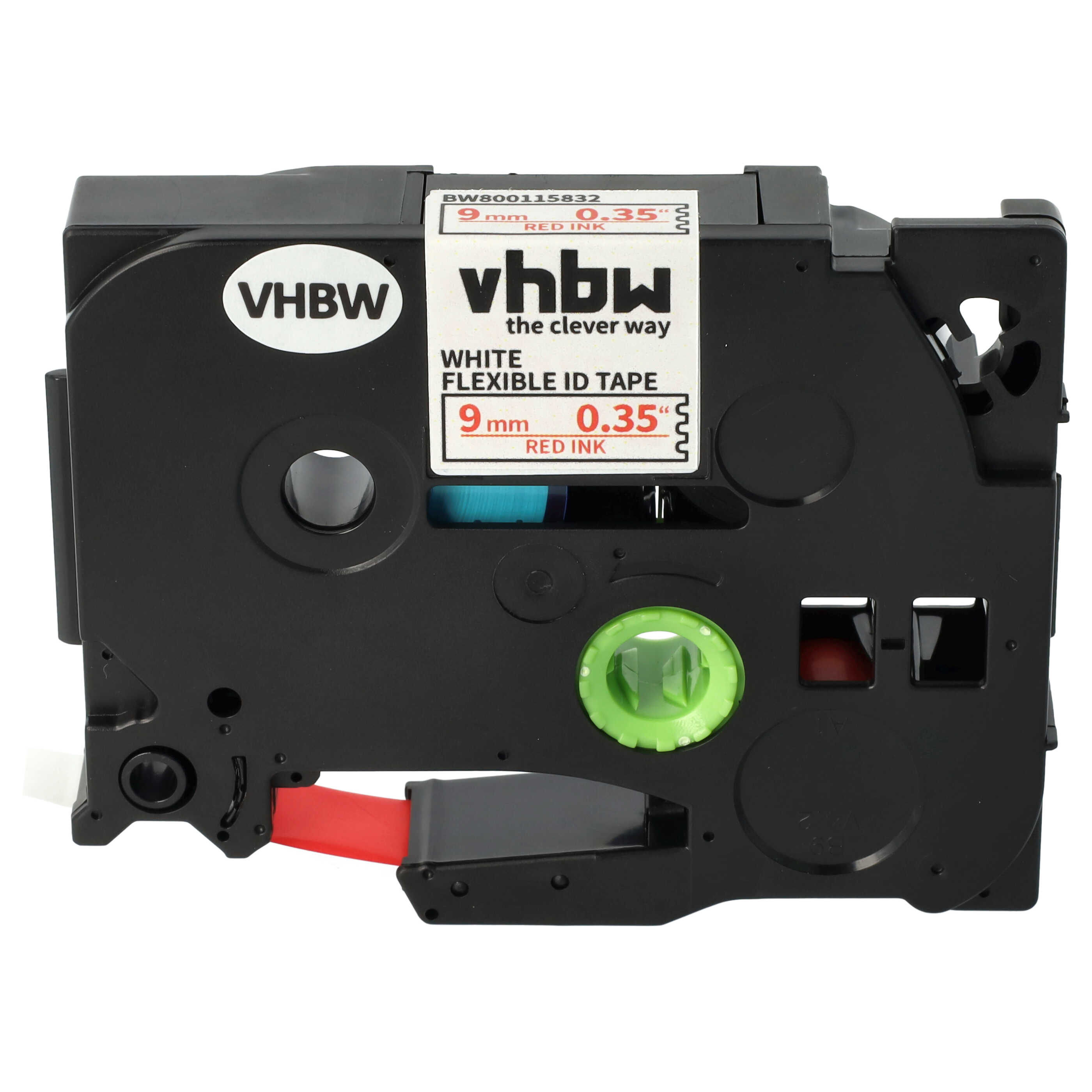 Label Tape as Replacement for Brother TZE-FX222 - 9 mm Red to White, Flexible