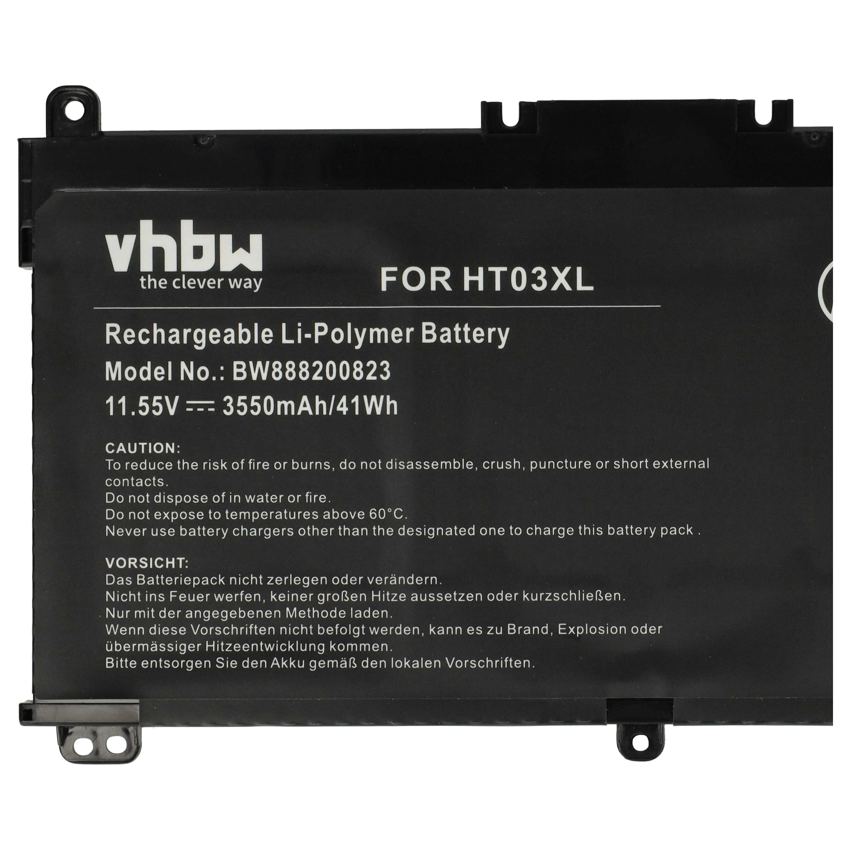 Notebook Battery Replacement for HP HSTNN-DB8S, HSTNN-DB8R, HSTNN-IB80 - 3550 mAh 11.55 V Li-polymer, black