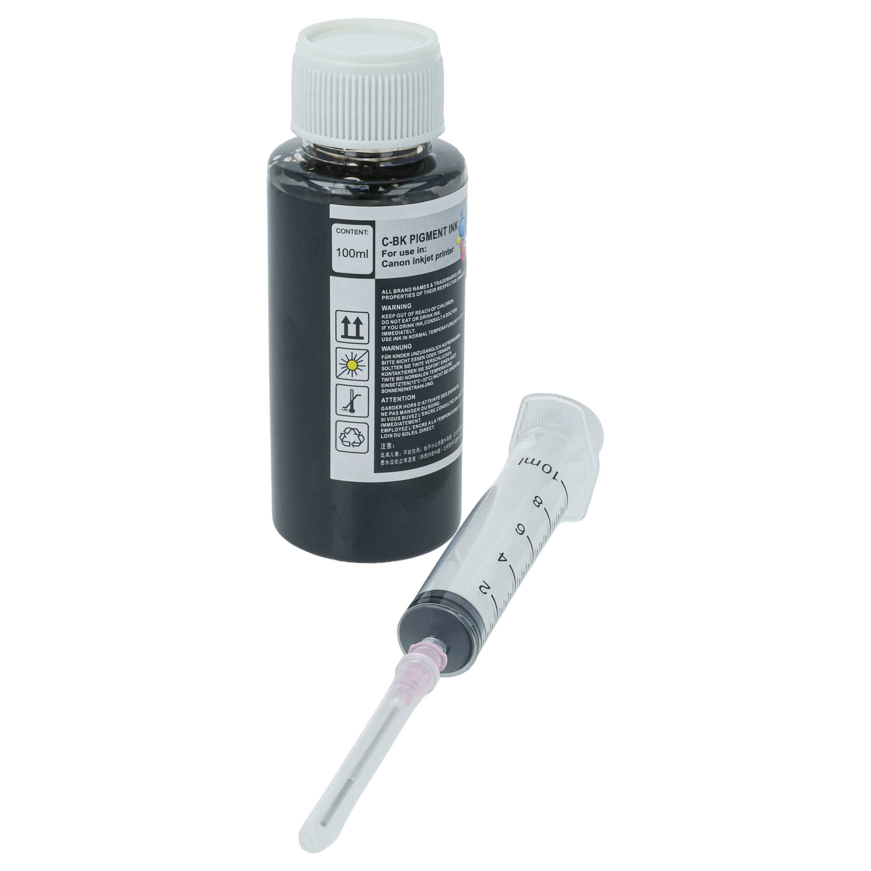 Refill Ink Black suitable for Canon Printer - Pigmented, 100 ml
