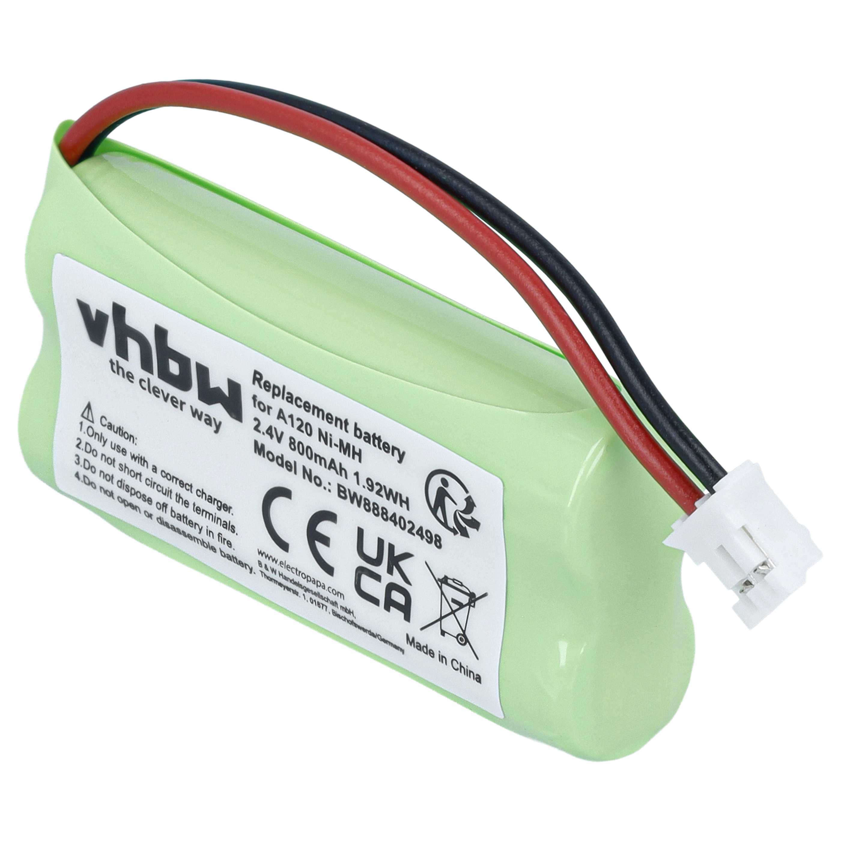 10x Battery replaces 55AAAHR2BMX, 220436C1, 41AAAH2BMX, 220382C1 for T-Com landline phone - 800 mAh 2.4 V NiMH