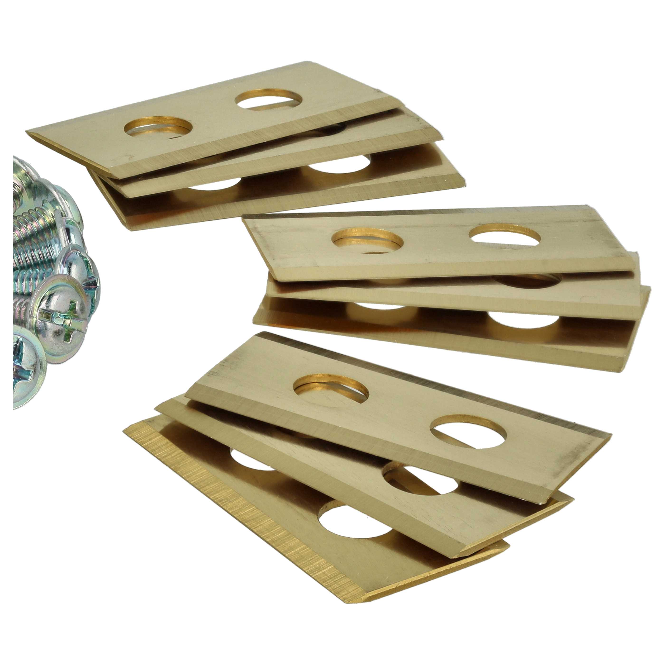 9x Exchange Blade for PowerPlus Cordless Lawnmower etc.steel (titan coating)gold