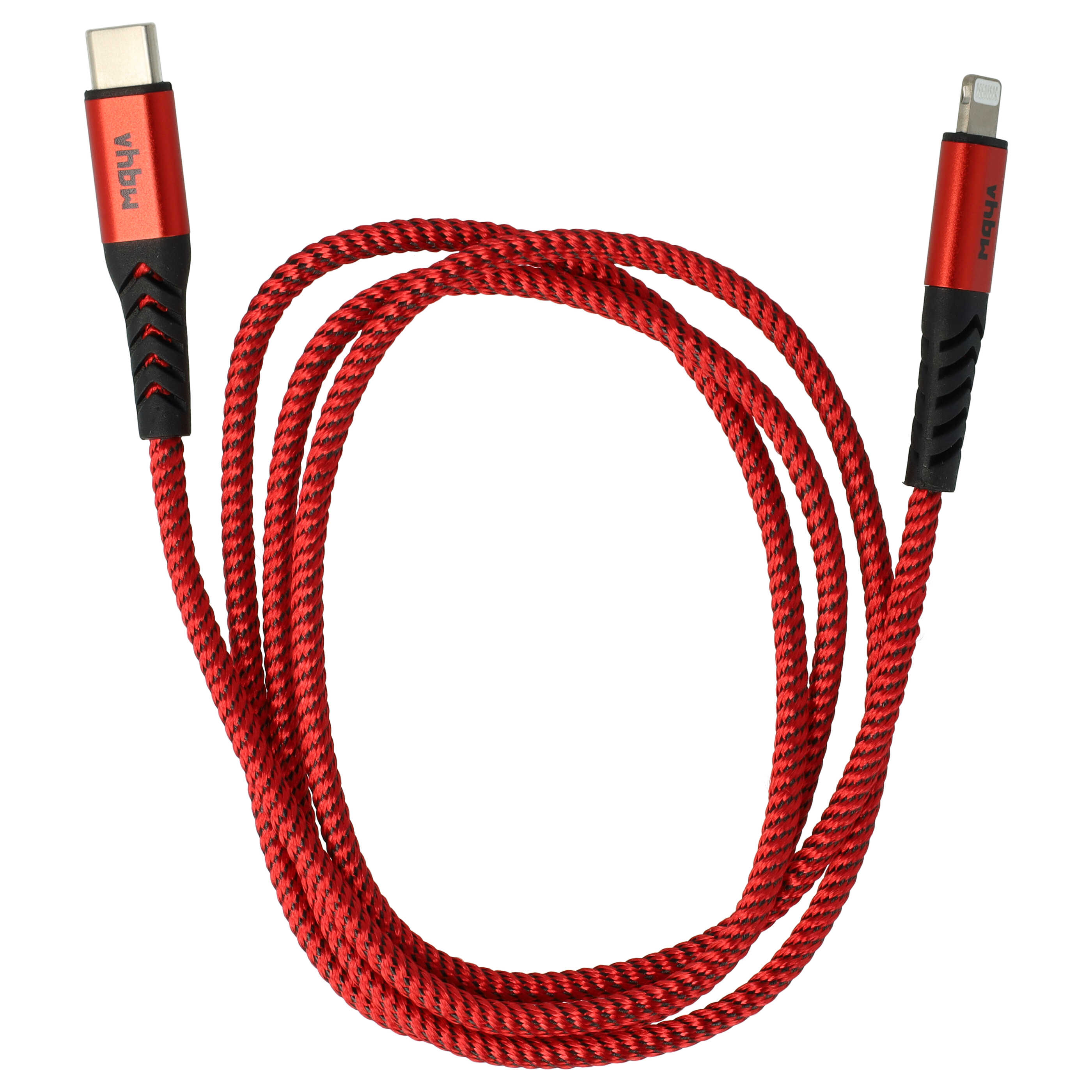 Câble Lightning vers USB C, Thunderbolt 3 pour iOS Apple MacBook - noir / rouge, 100cm