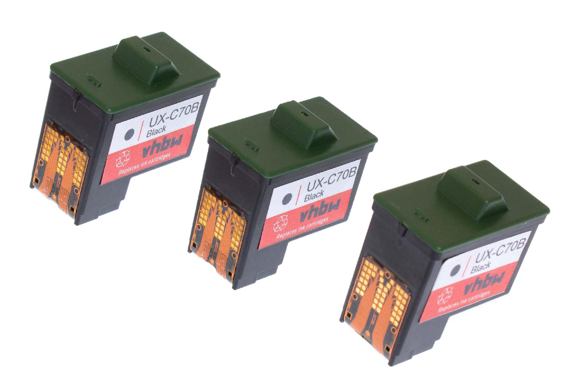 3x Tintenpatronen als Ersatz für Sharp UX-C70B für Sharp FO-B1600 Drucker - schwarz