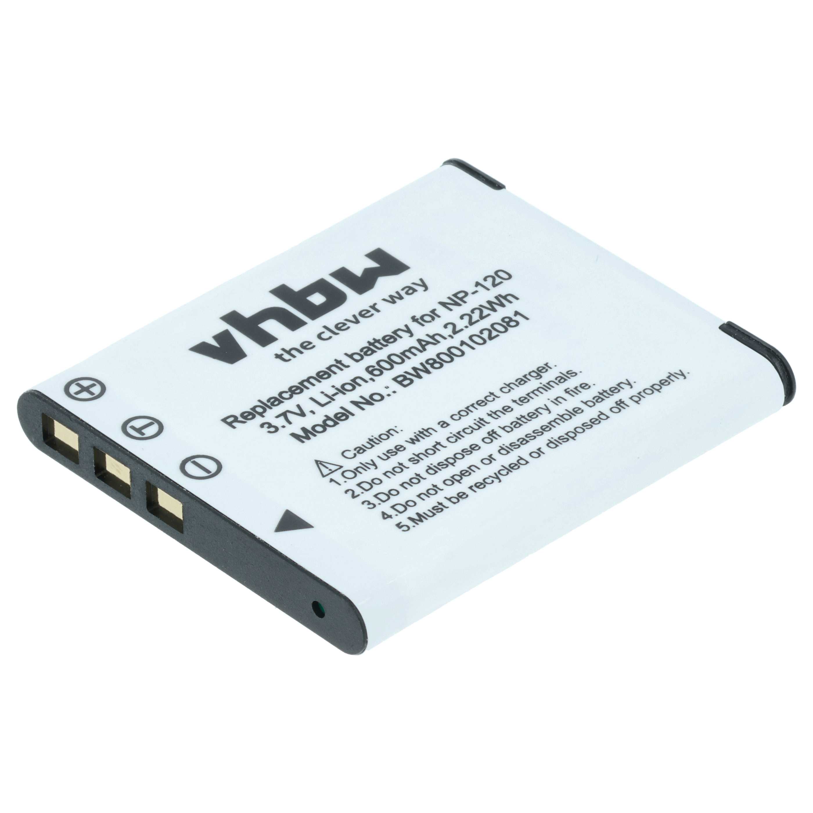 3x Battery replaces Casio NP-120 - 550mAh, 3.6V, Li-Ion