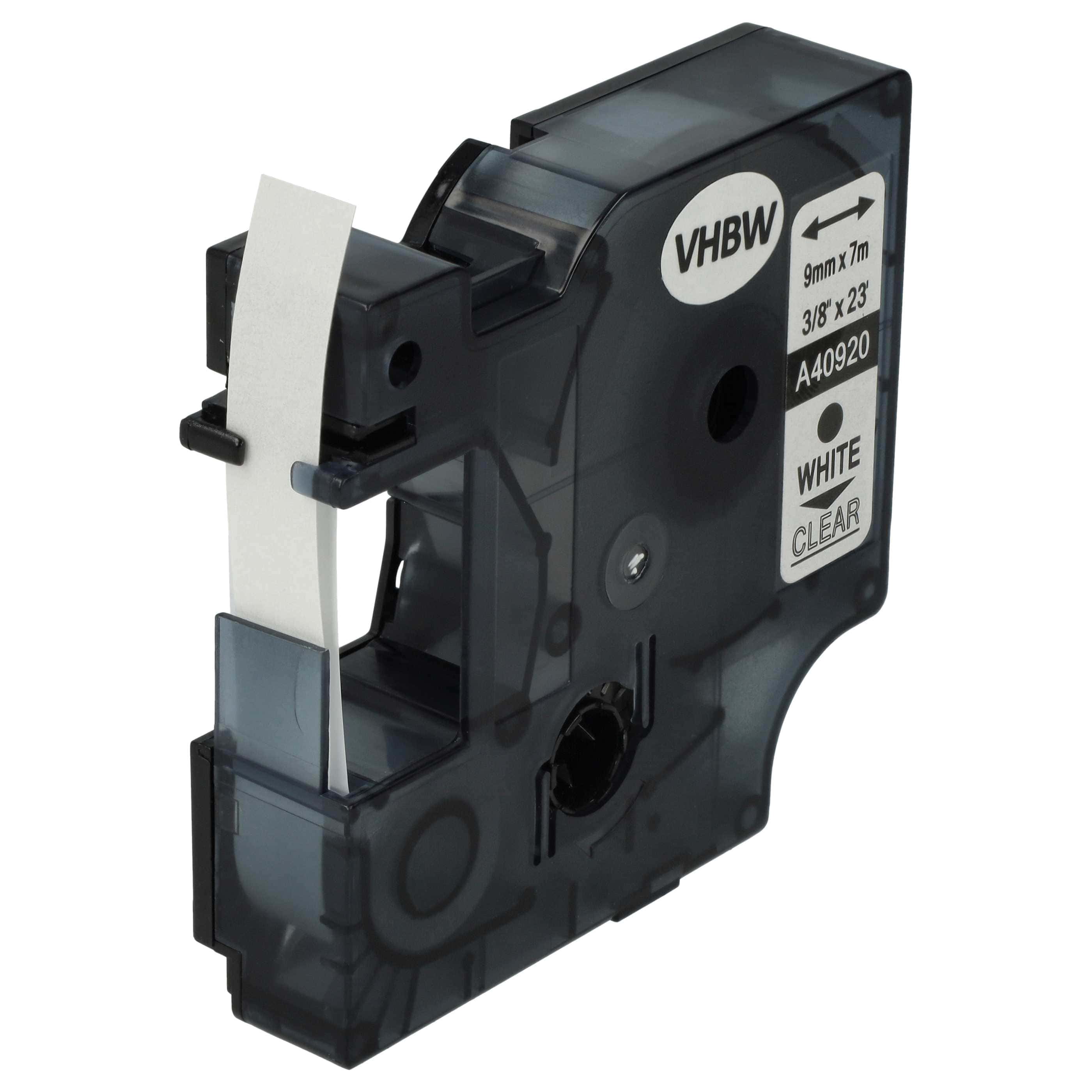 Label Tape replaces Dymo D1, 40920 - 9 mm White to Transparent
