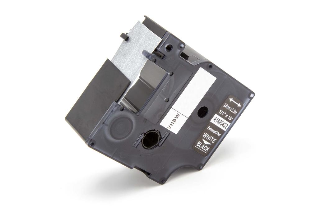 Cassetta nastro sostituisce Dymo 1805432 per etichettatrice Tyco 24mm bianco su nero, vinile
