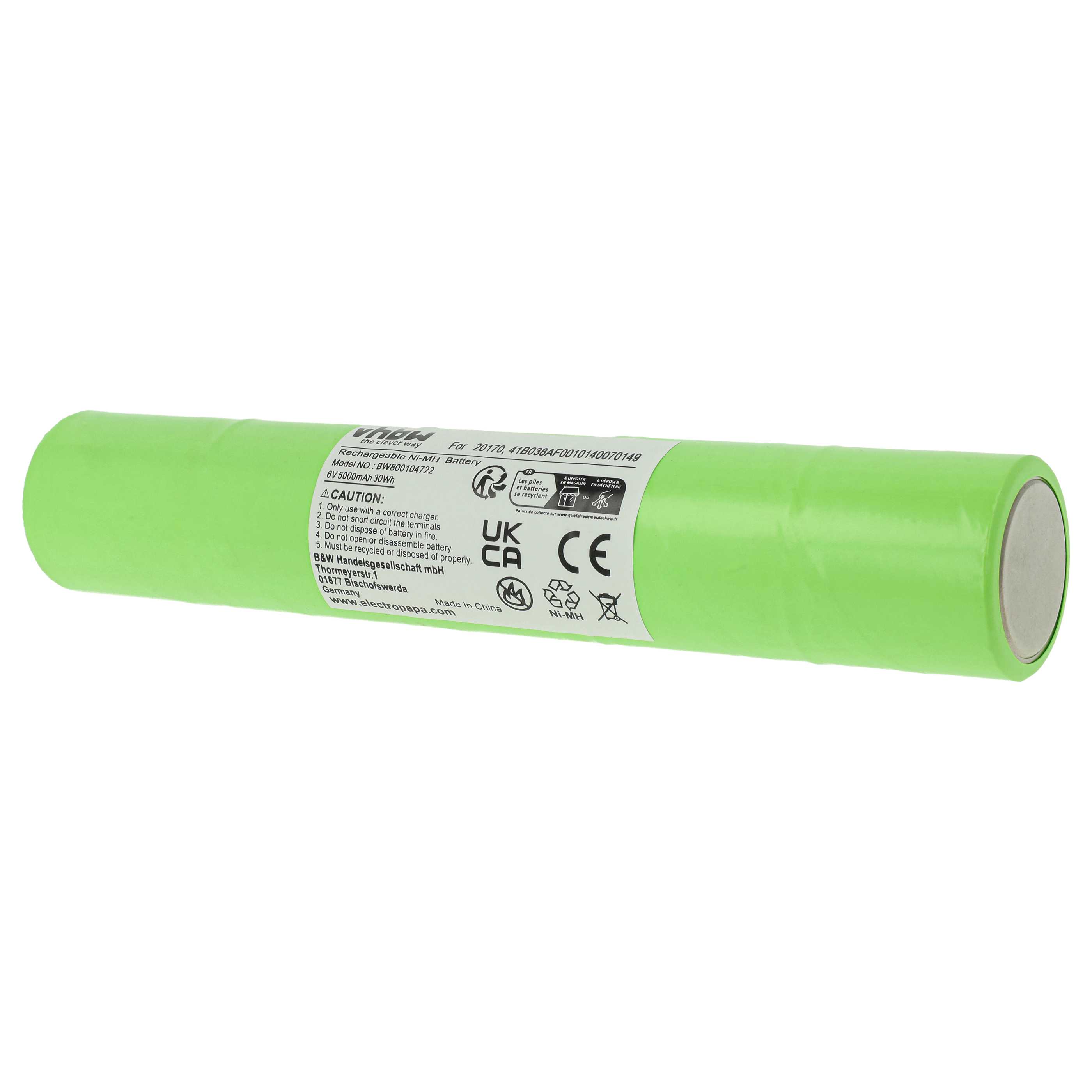 5x Batteria per torcia o lampada da elmetto sostituisce 108-000-439, 108-439, 108-000-817 - 5000mAh 6V NiMH