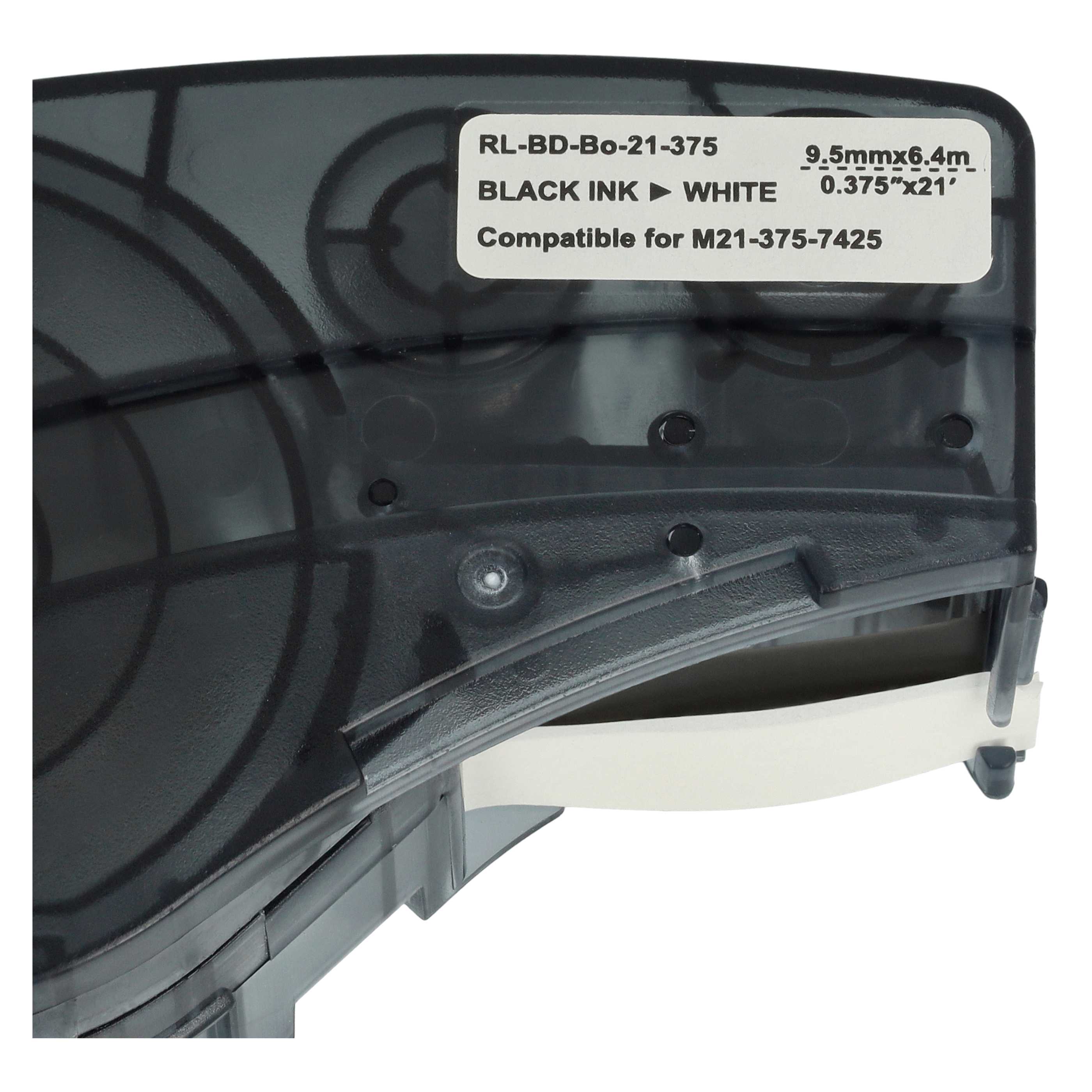 5x Cassettes à ruban remplacent Brady M21-375-7425 - 9,5mm lettrage Noir ruban Blanc, polypropylène