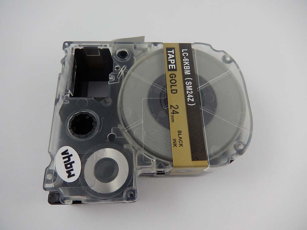 Cassette à ruban remplace Epson LC-6KBM - 24mm lettrage Noir ruban Or