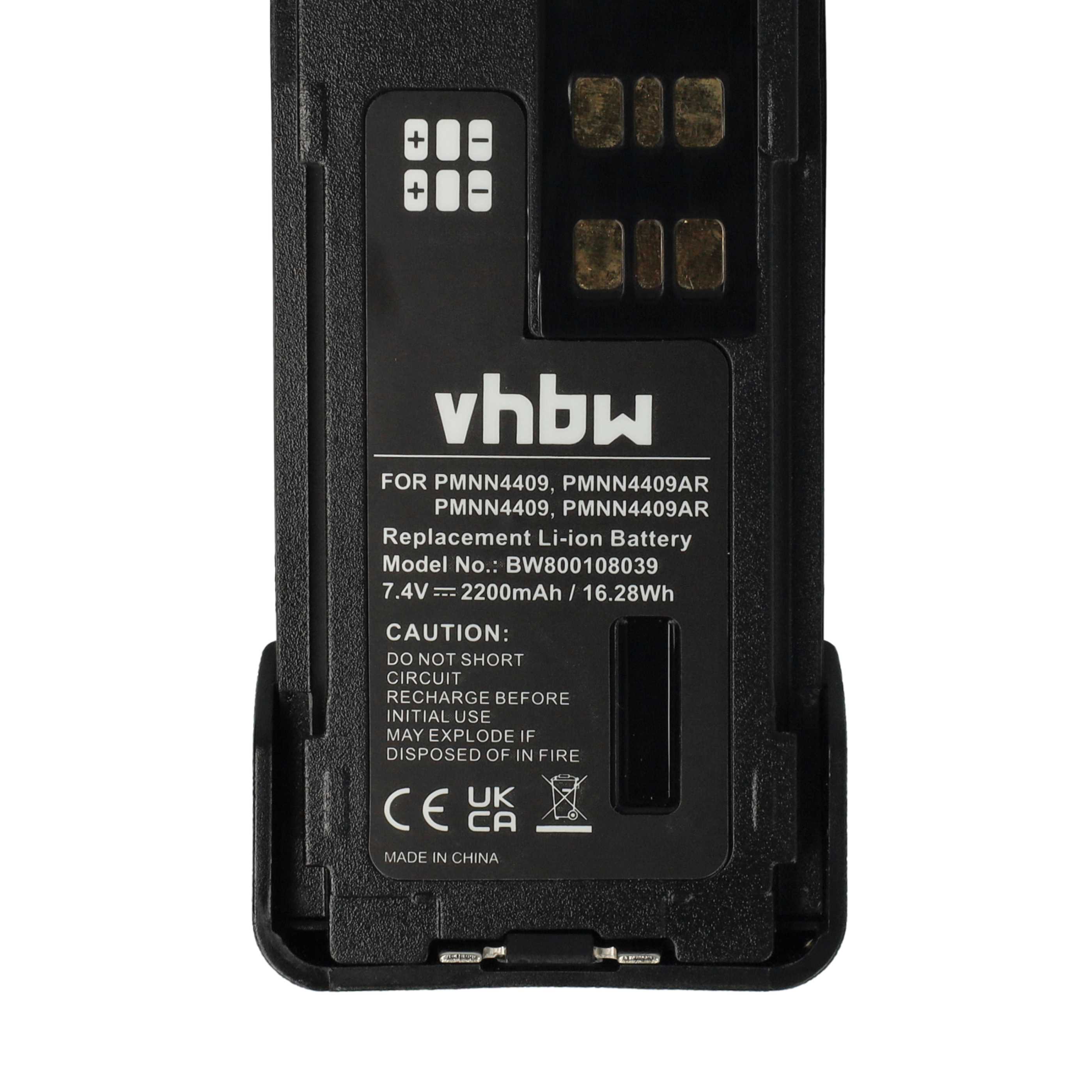 Radio 2x Battery replaces Motorola PMNN4406BR, PMNN4406, PMNN4409 - 2200 mAh 7.4 V Li-Ion + Belt Clip