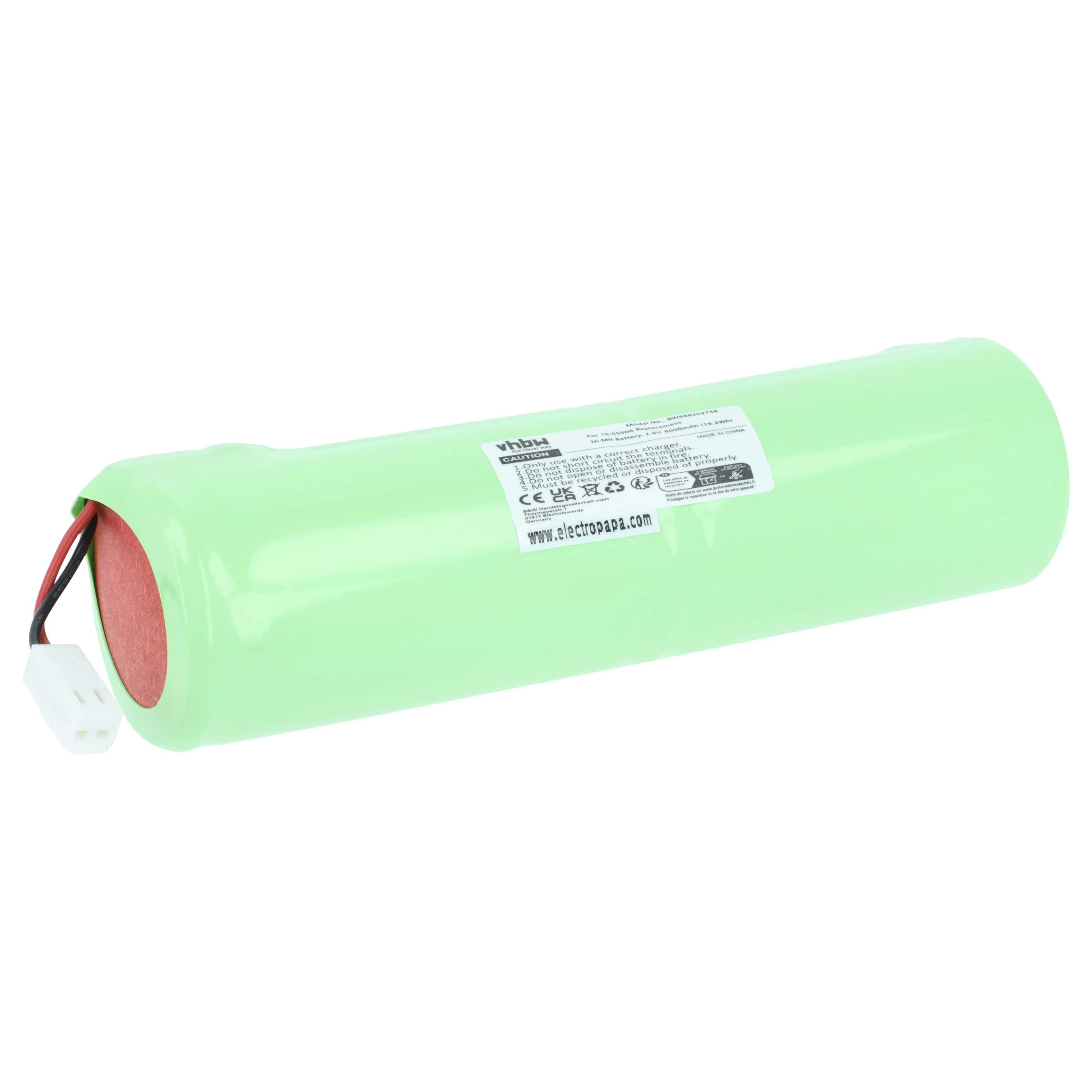 Batería reemplaza Geo-Fennel 10-05506, GF-243000-18 para dispositivo medición (8000 mAh, 2,4 V, NiMH)