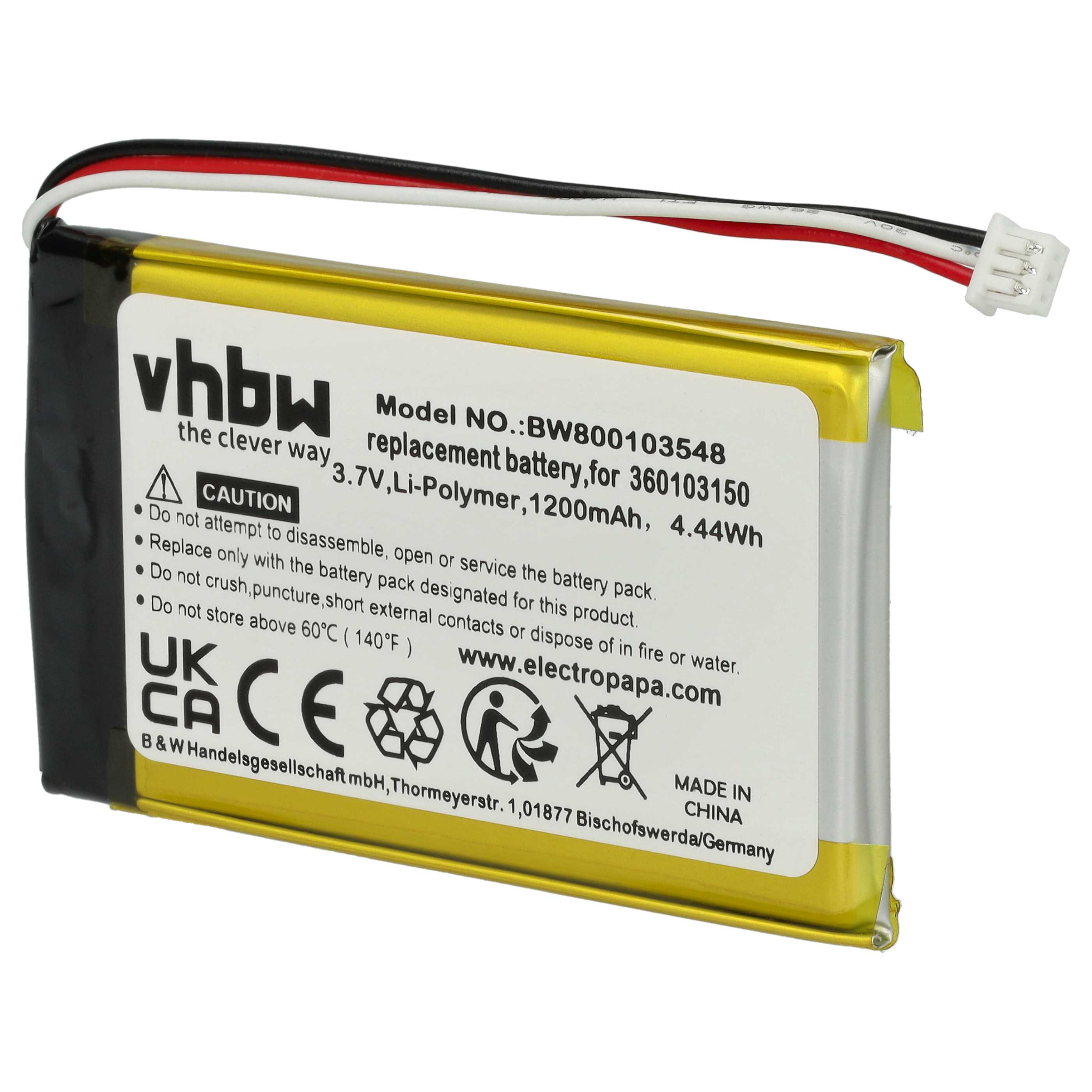 Akumulator do nawigacji GPS zamiennik TomTom 360103150 - 1200 mAh 3,7 V Li-Ion