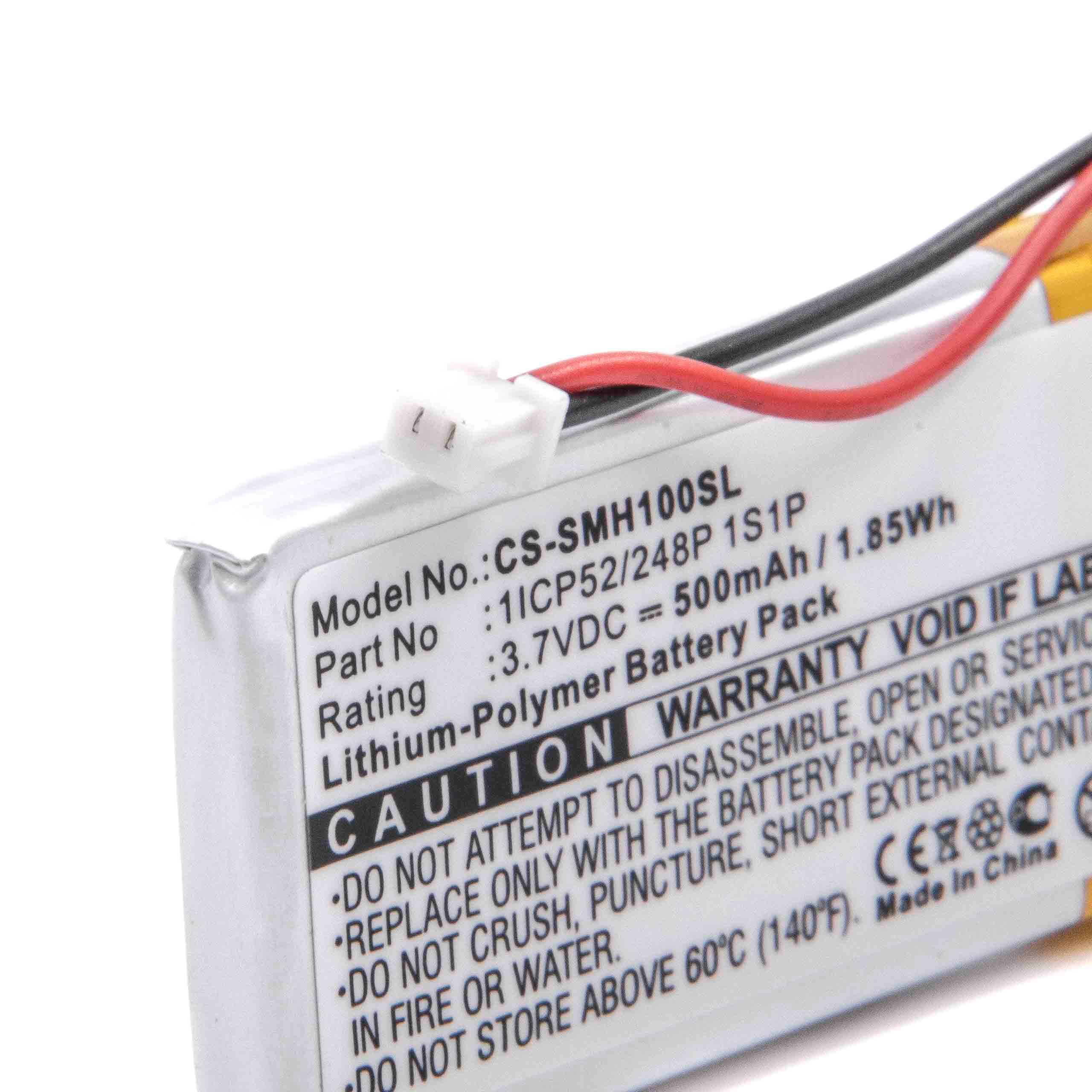 Batterie remplace Sena 1ICP52/248P 1S1P pour casque audio - 500mAh 3,7V Li-polymère