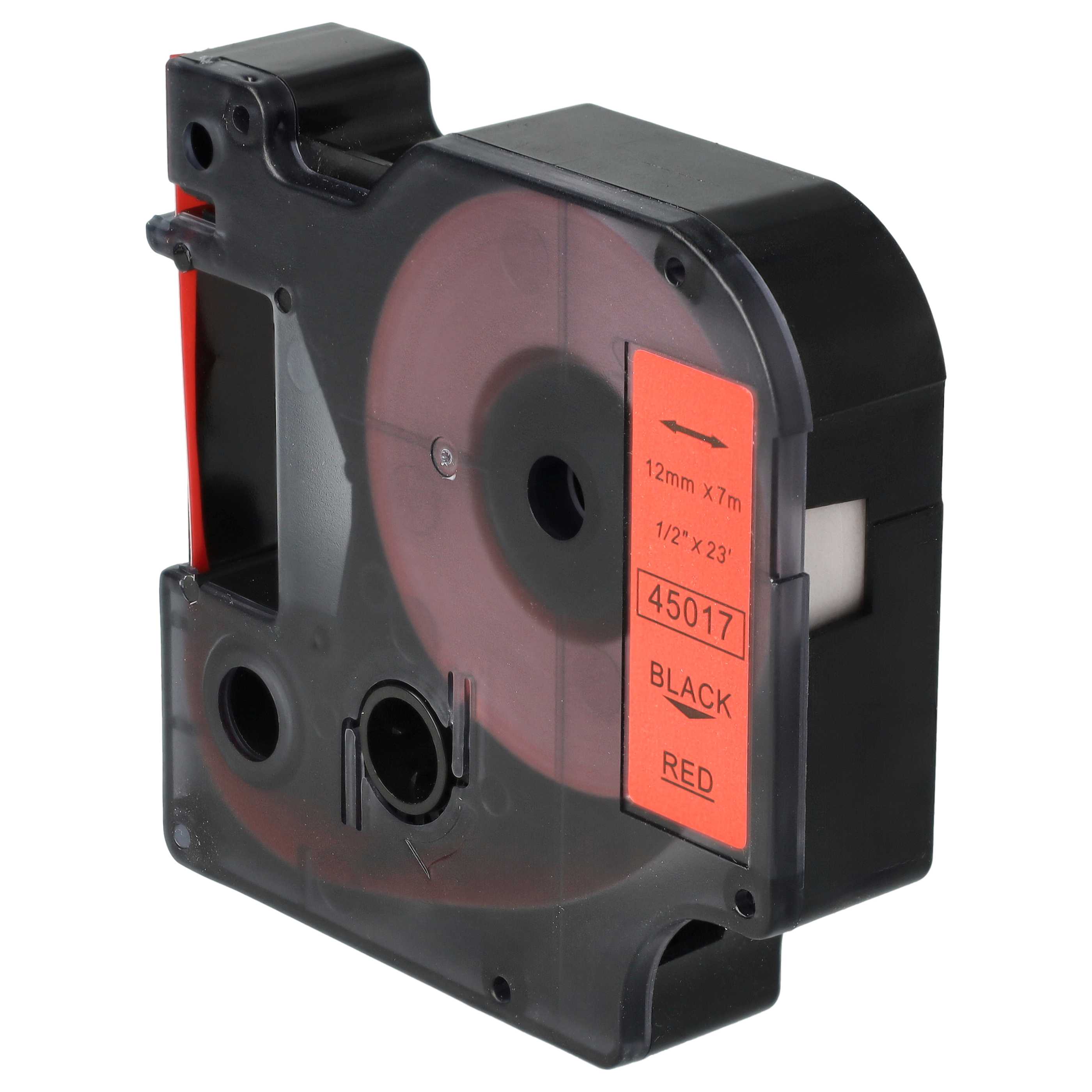 Label Tape replaces Dymo 45017, D1 - 12 mm Black to Red