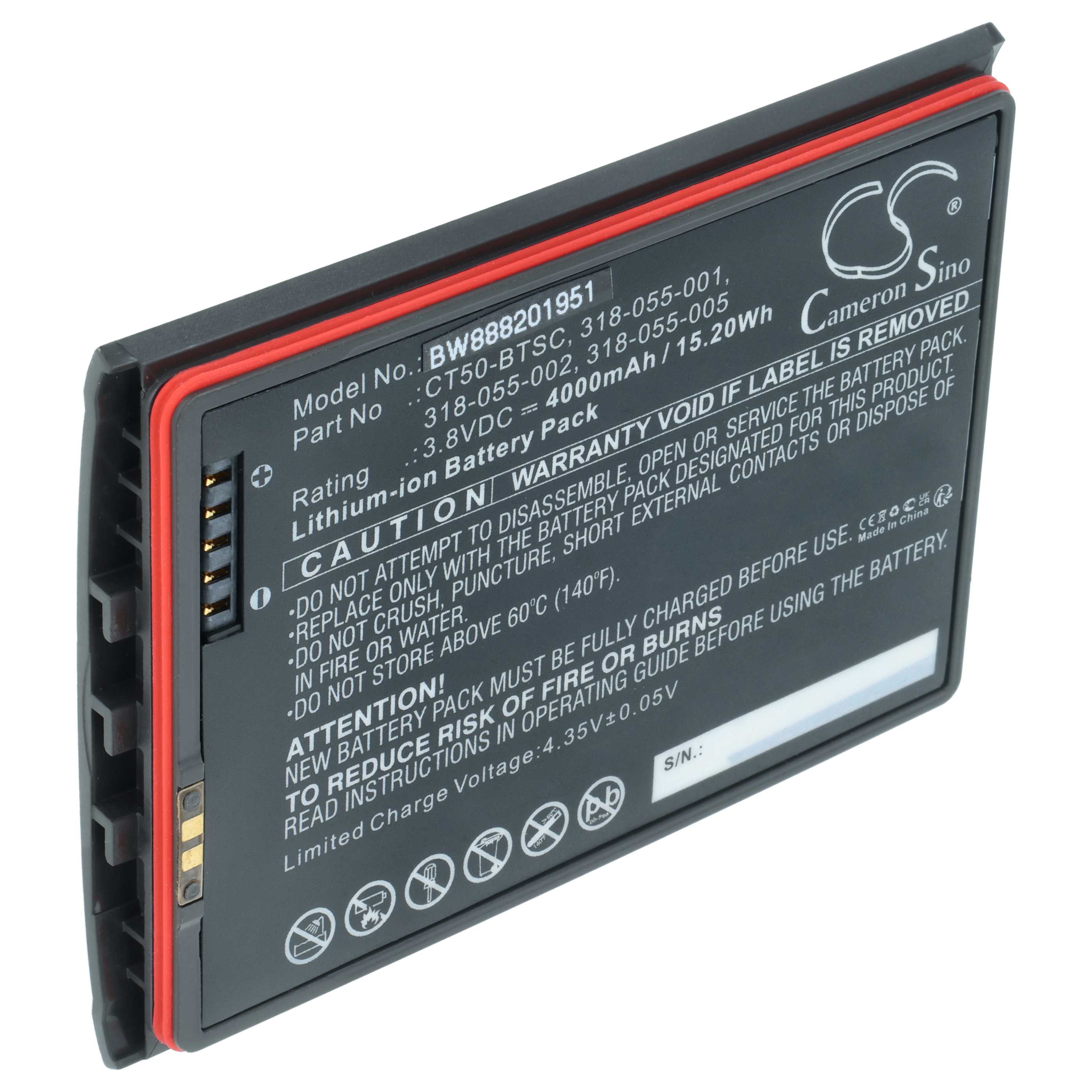 Handheld Computer Battery replaces Dolphin 318-055-001, CT50-BTSC, 318-055-002 - 4000mAh, 3.8V