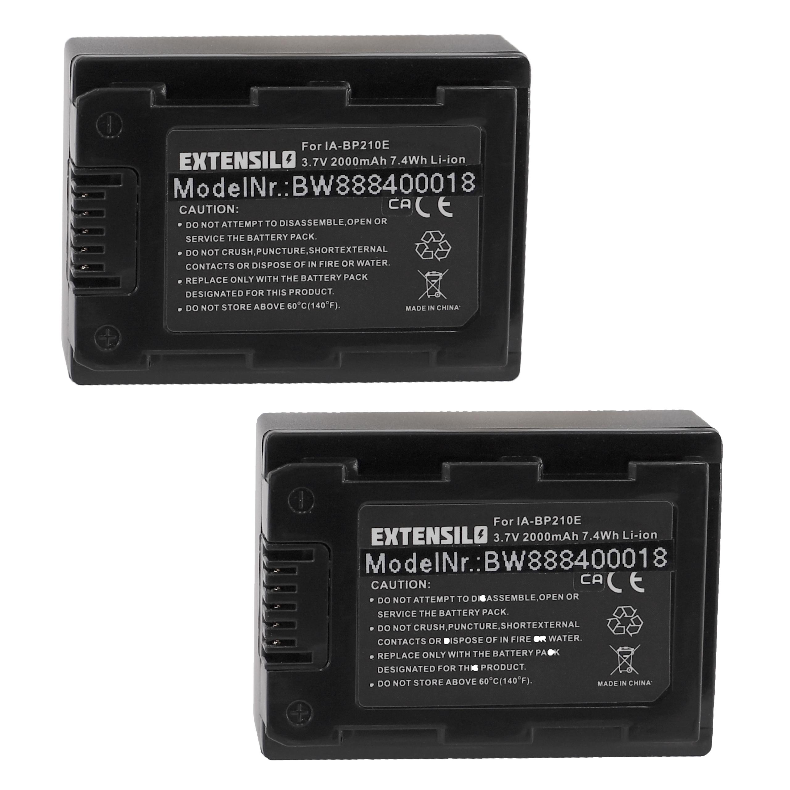 2x Battery replaces Samsung IA-BP210E, CS-BP120E, IA-BP210 - 2000mAh, 3.7V, Li-Ion