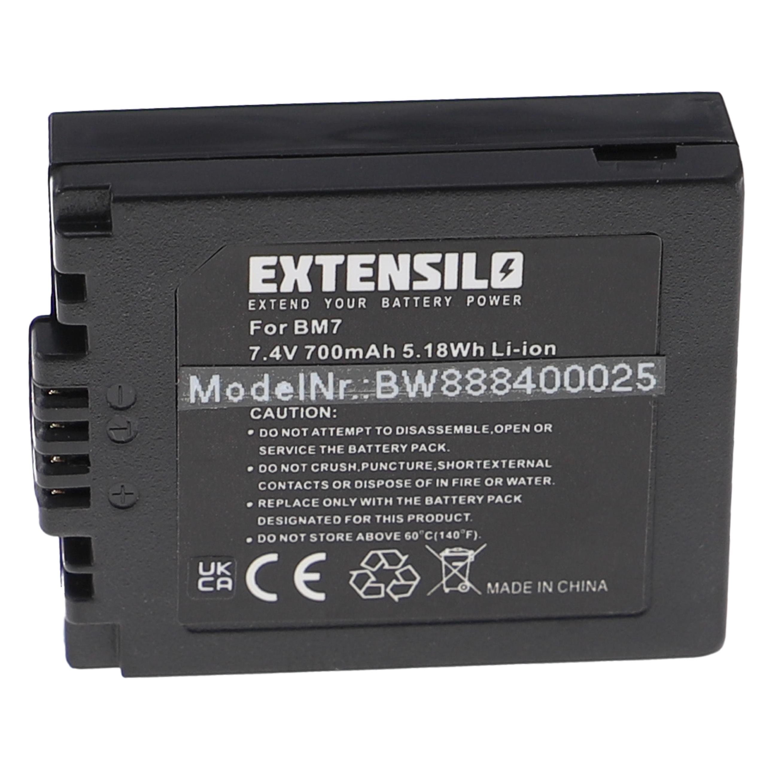 Batterie remplace Panasonic CGA-S002A/1B, , CGA-S002E/1B pour appareil photo - 700mAh 7,4V Li-ion