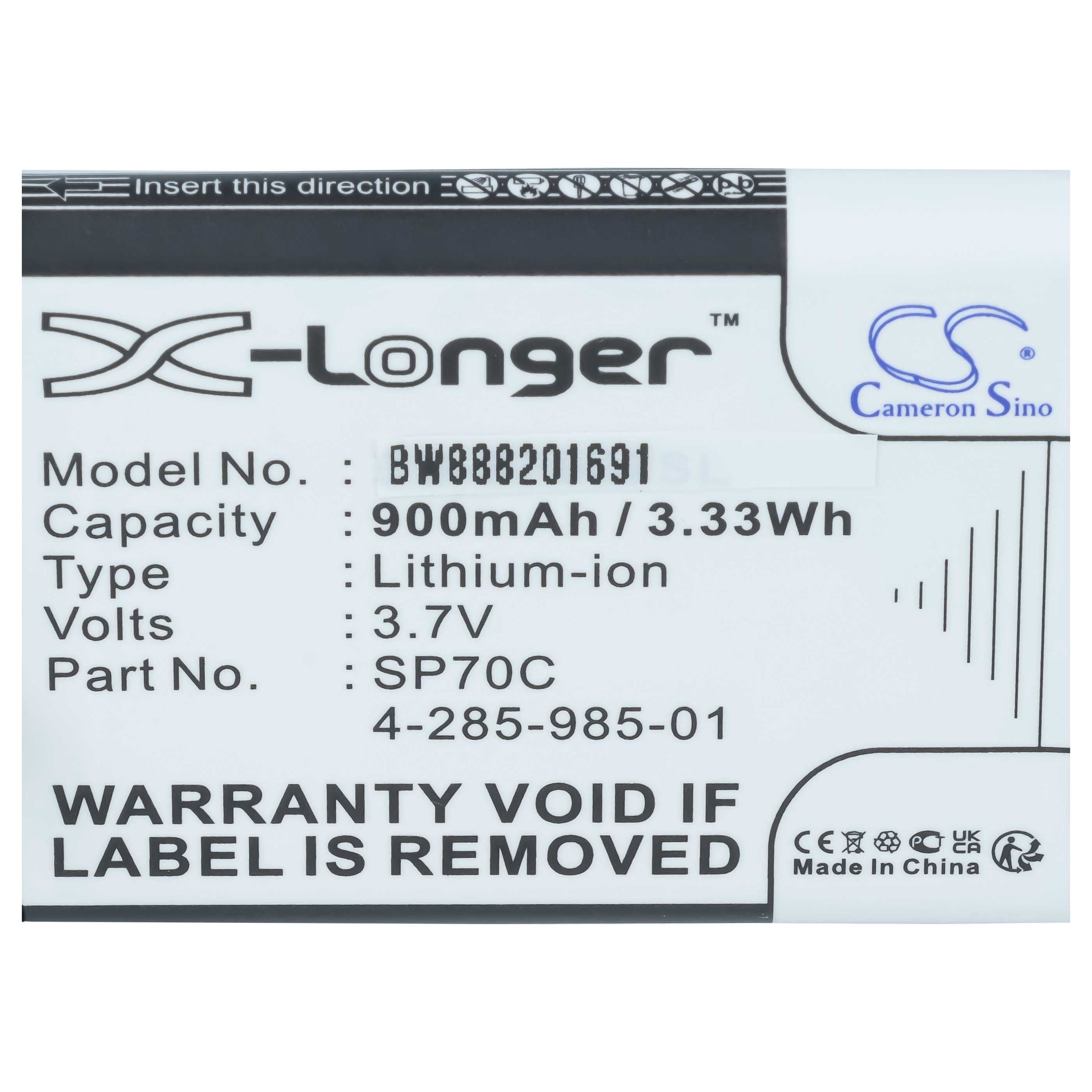 Games Console Battery replaces Sony 4-285-985-01, 4-435-245-01, SP70C - 900 mAh 3.7 V Li-Ion