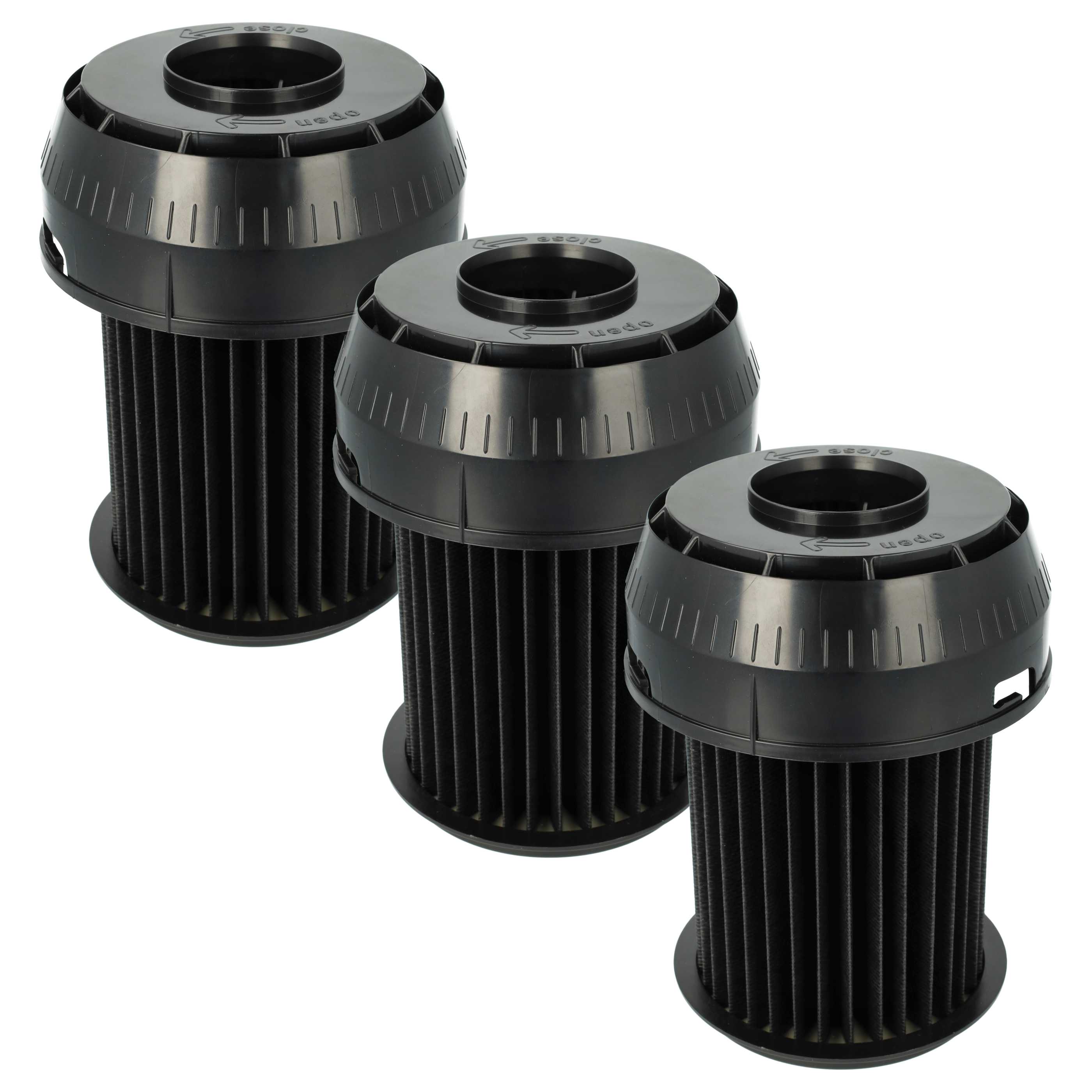 3x pleated filter replaces Bosch 2609256d46, 00649841 for Bosch Vacuum Cleaner, black
