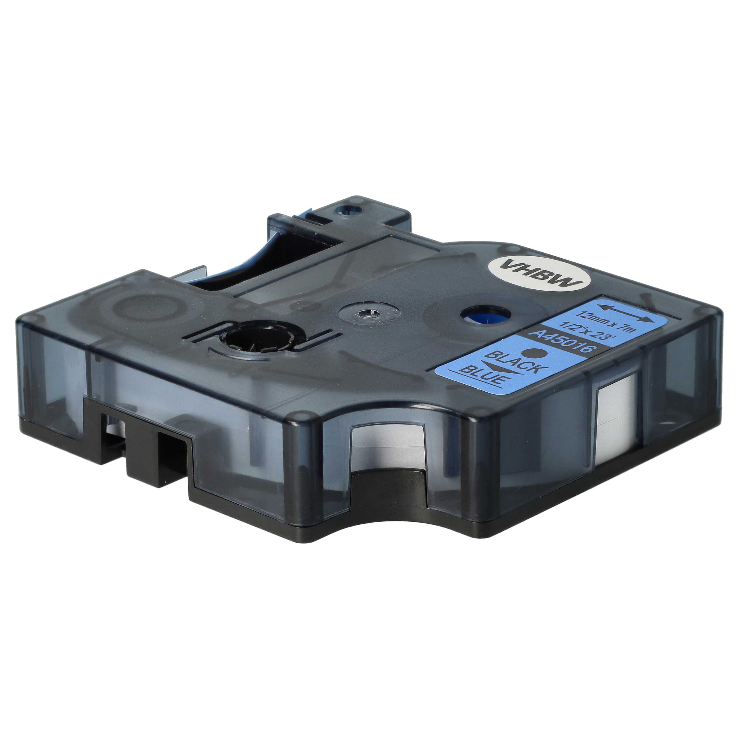 Label Tape replaces Dymo D1, 45016 - 12 mm Black to Blue