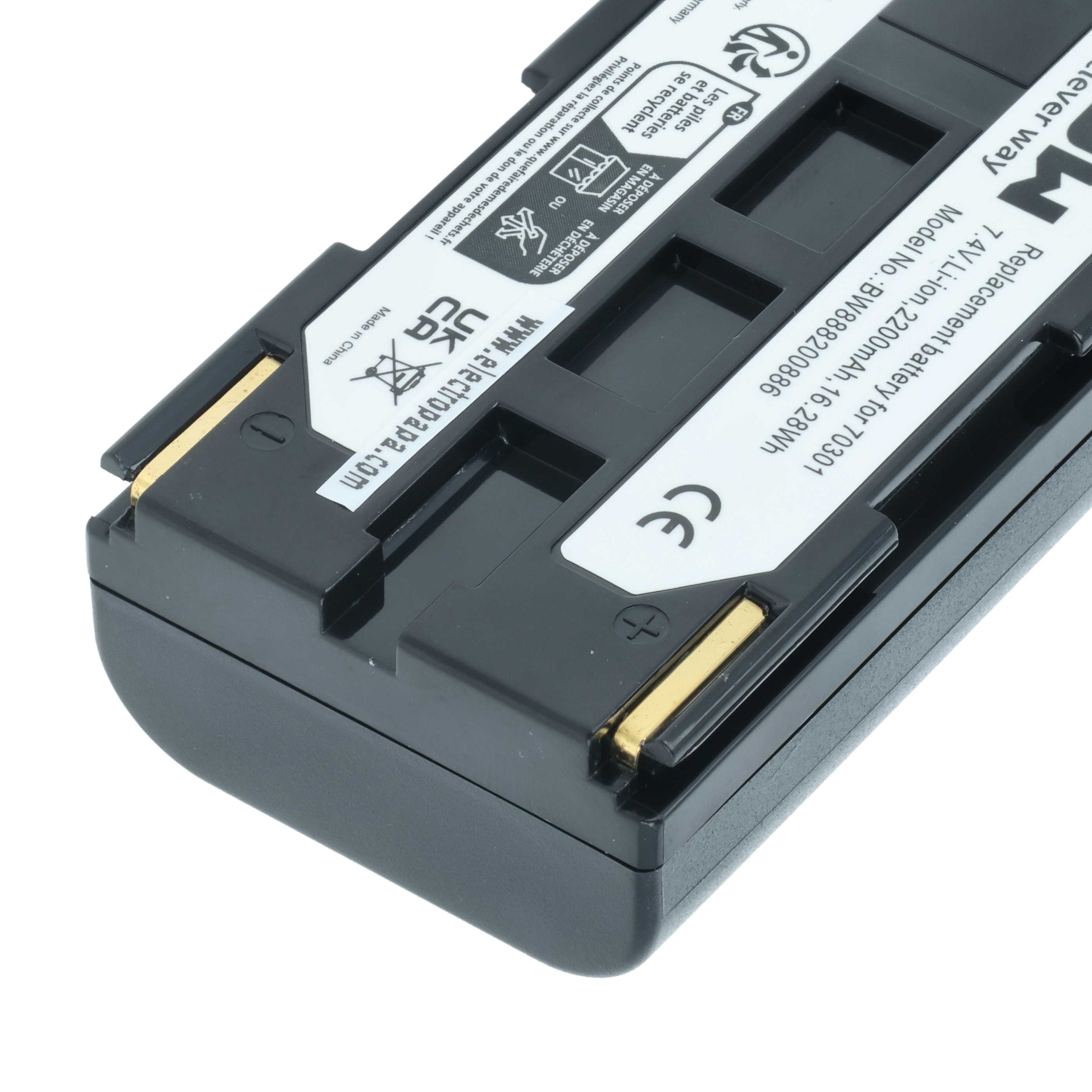 Battery replaces Phase One 70301 - 2200mAh, 7.4V, Li-Ion