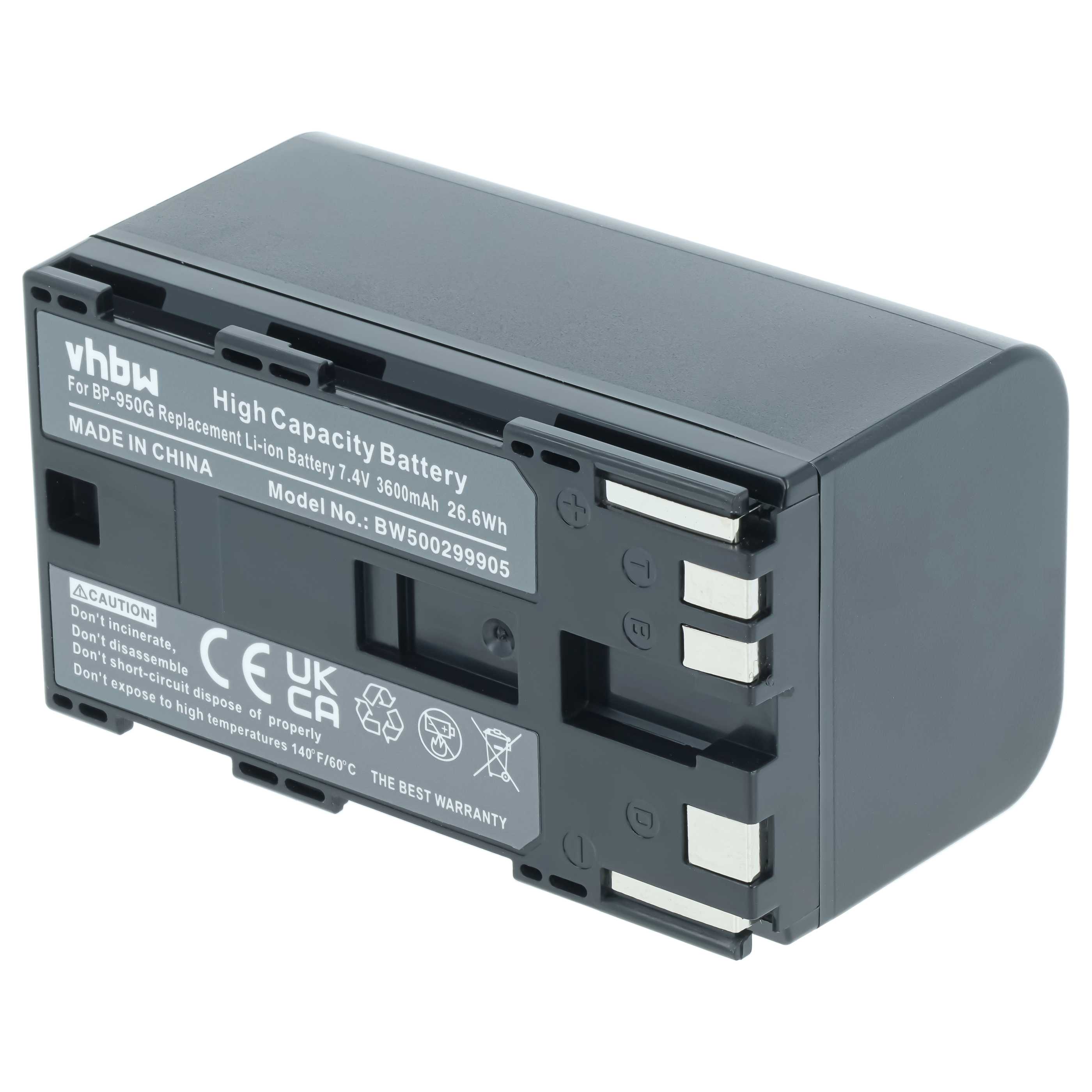 Videocamera Battery replaces Canon BP-975, BP-955, BP-925, BP-950G - 3600 mAh 7.4 V Li-Ion