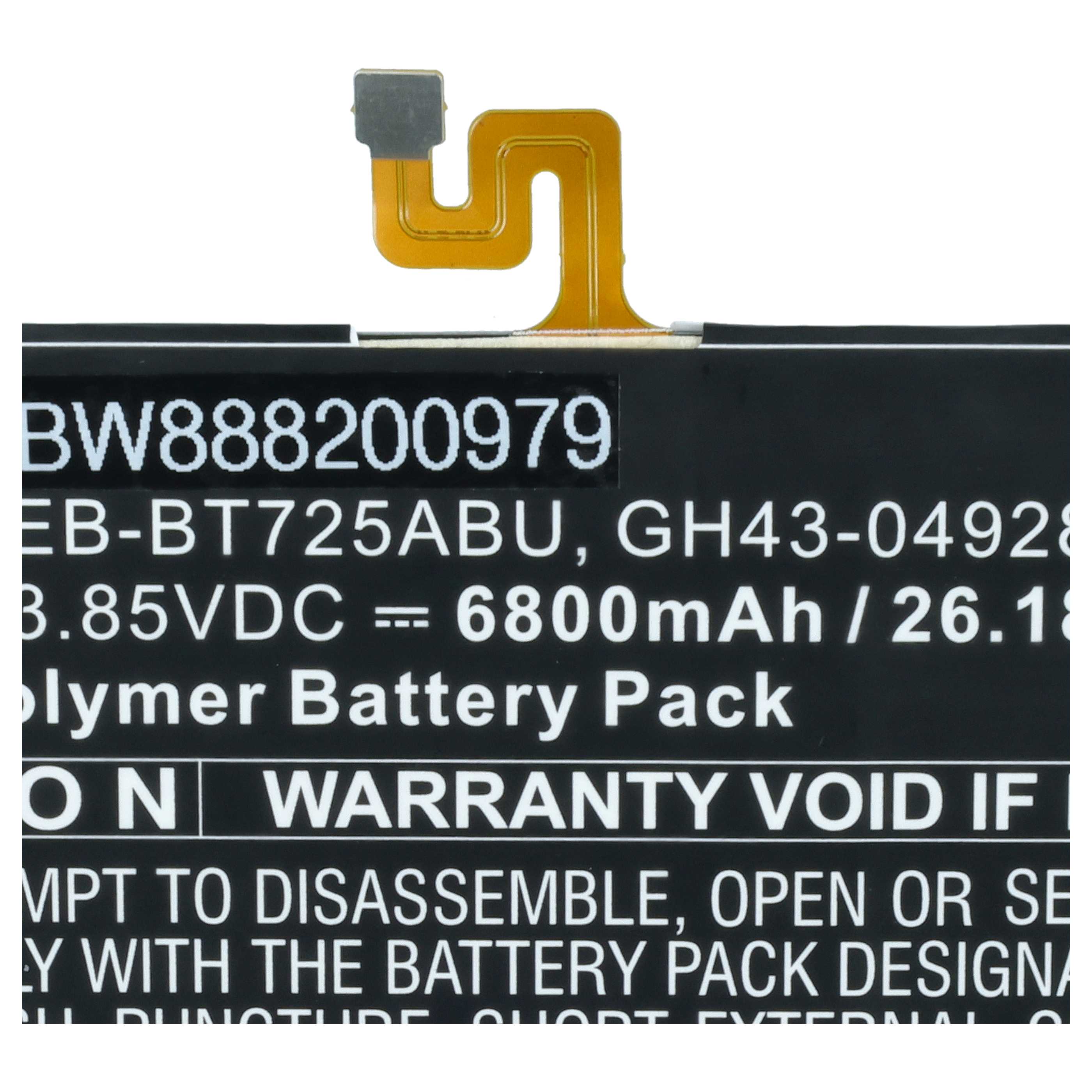 Tablet Battery replaces Samsung EB-BT725ABU, GH43-04928A - 6800 mAh 3.85 V Li-polymer