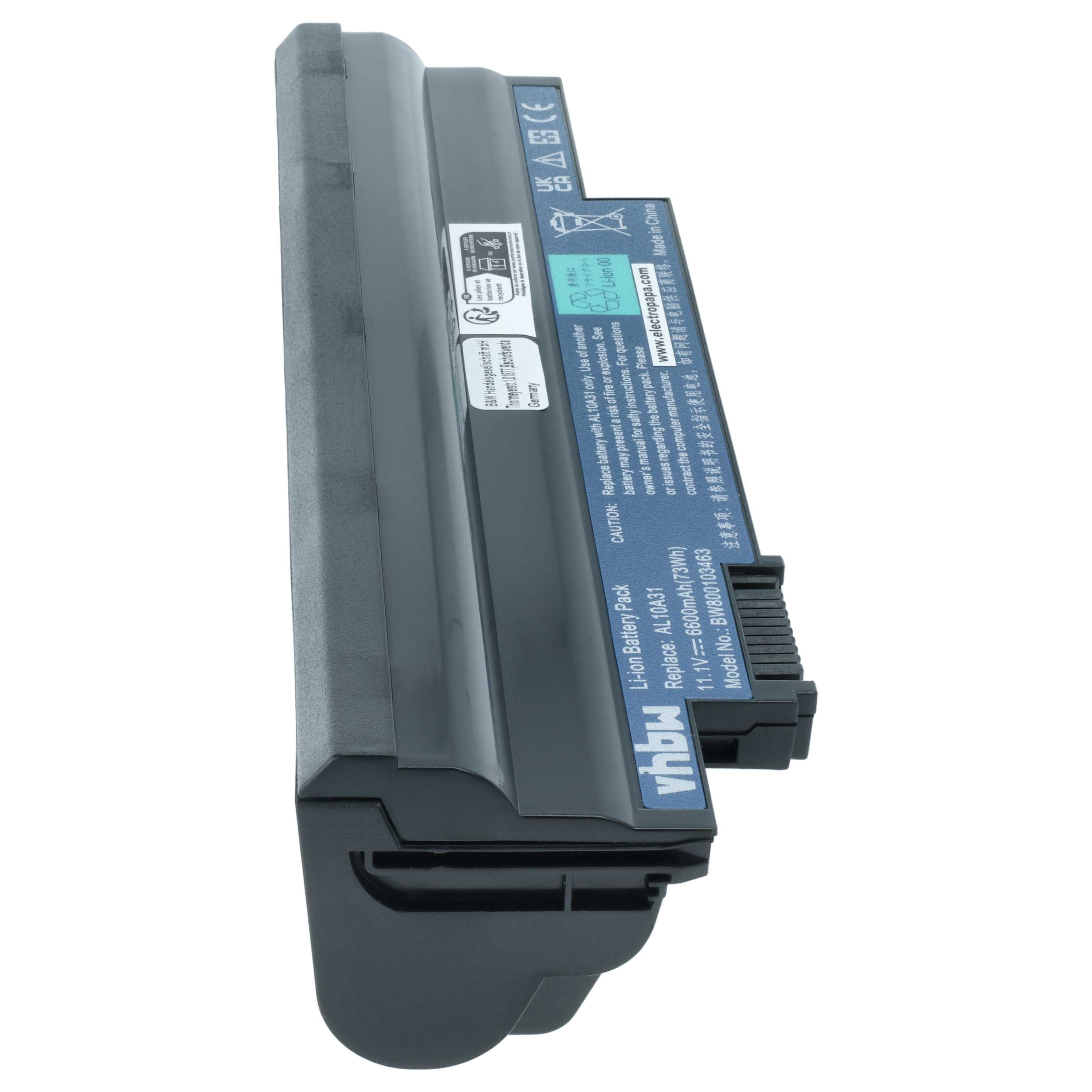 Akumulator do laptopa Acer Aspire One D255, D257, D260, D270 - 6600 mAh 11,1 V Li-Ion, czarny
