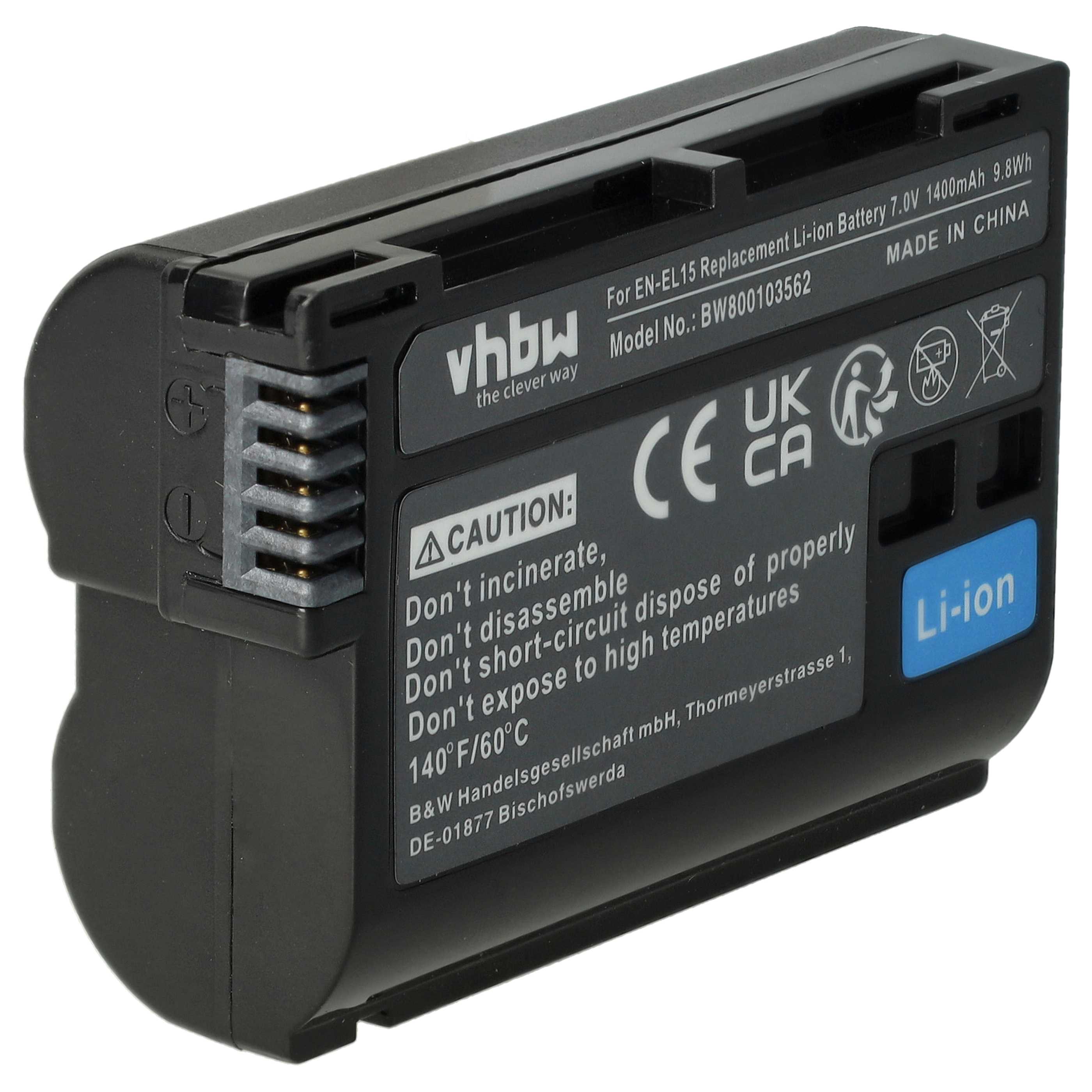 Kamera-Akku als Ersatz für Nikon EN-EL15, EN-EL15b, EN-EL15A, EN-EL15c - 1400mAh 7V Li-Ion mit Infochip