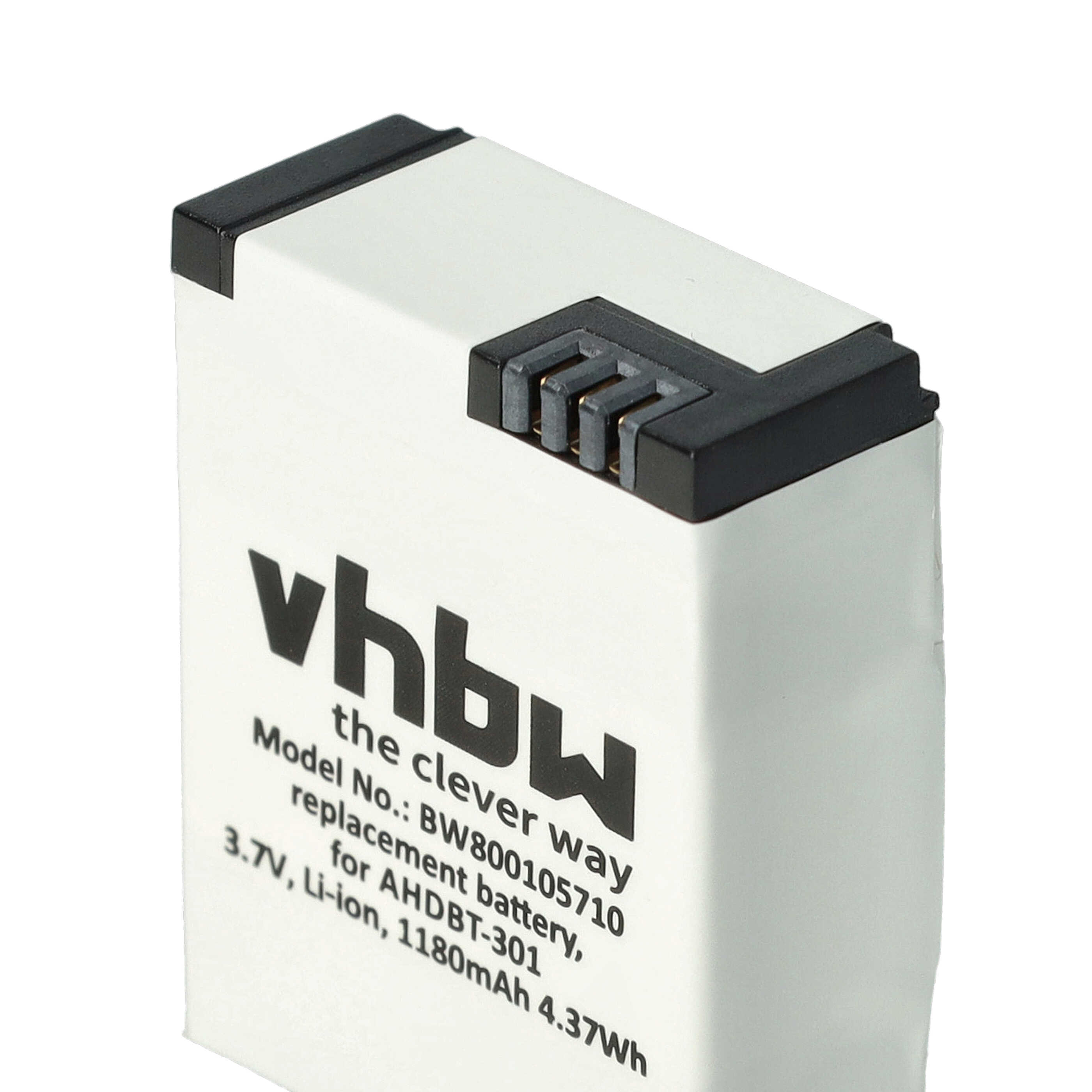 Videocamera 2x Battery replaces GoPro 1ICP7/26/33-2, 601-00724-00ACHDHN-301 - 1180 mAh 3.7 V Li-polymer