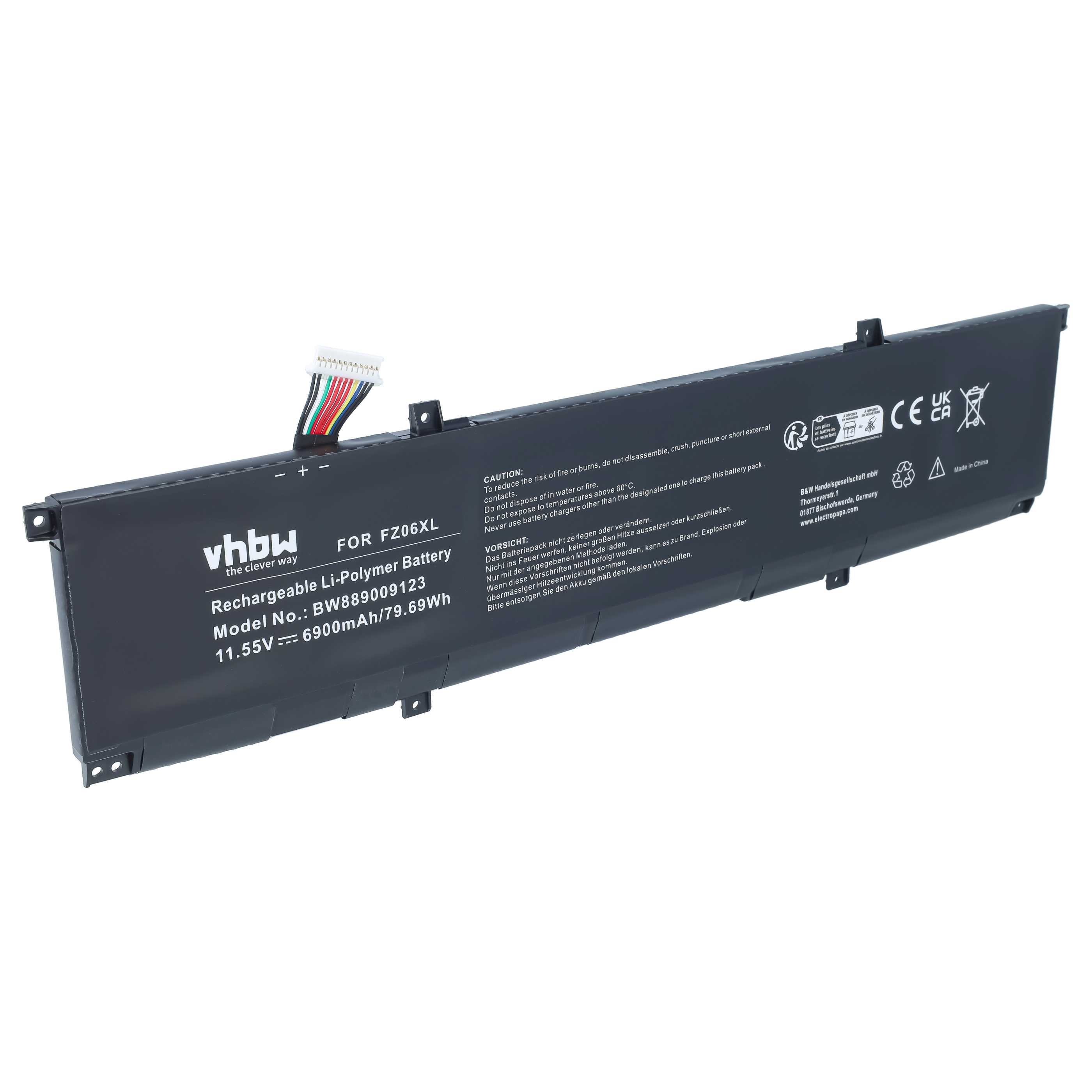 Notebook-Akku als Ersatz für HP FZ06XL, M47636-2D1, M47636-2C1, FZ06083XL für HP - 6900mAh 11,55V Li-Polymer