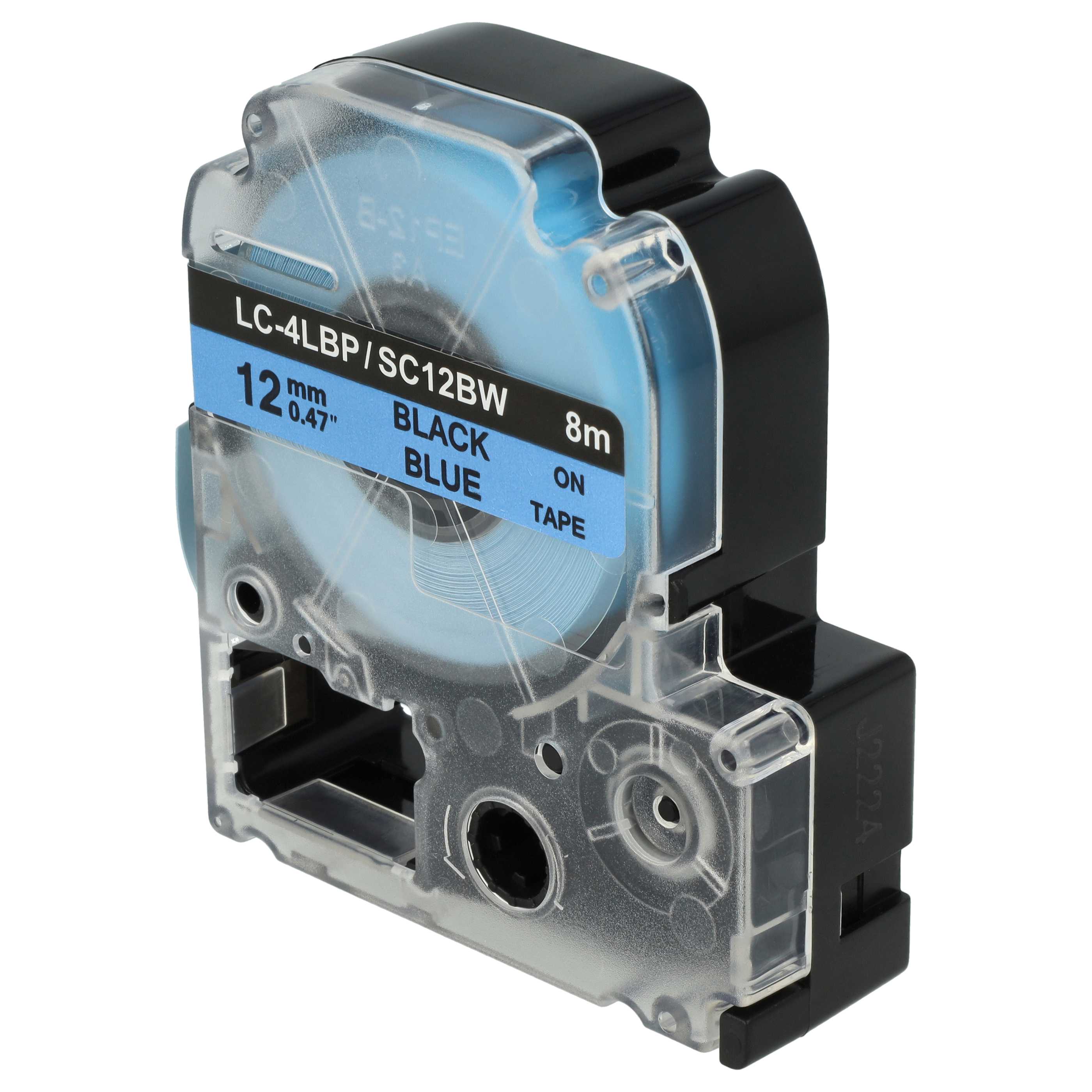Label Tape replaces Epson LC-4LBP - 12 mm Black to Blue