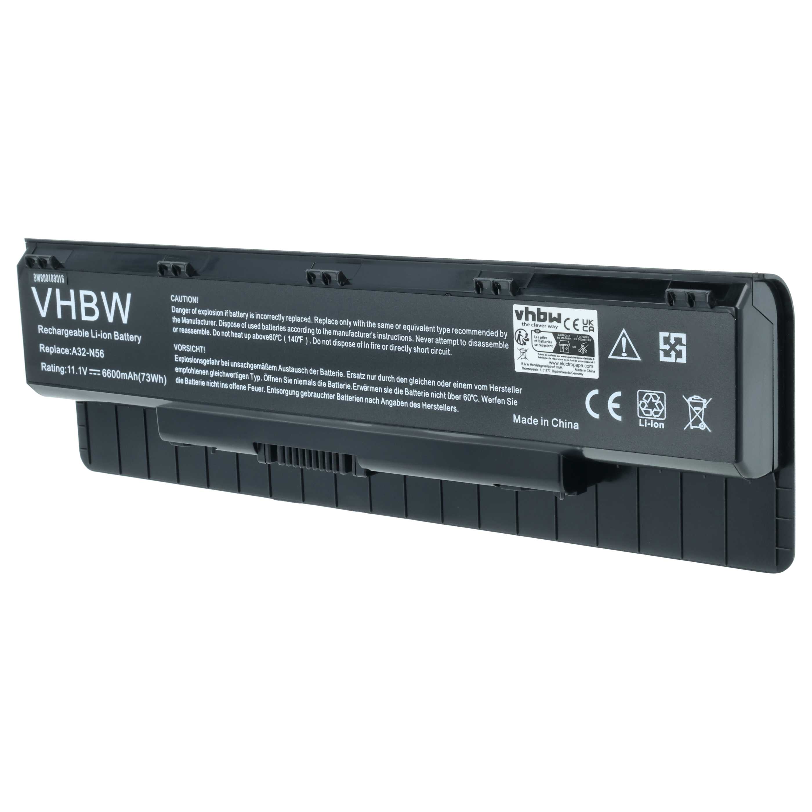 Akumulator do laptopa zamiennik Asus A32-N56, A31-N56, A33-N56 - 6600 mAh 10,8 V Li-Ion, czarny