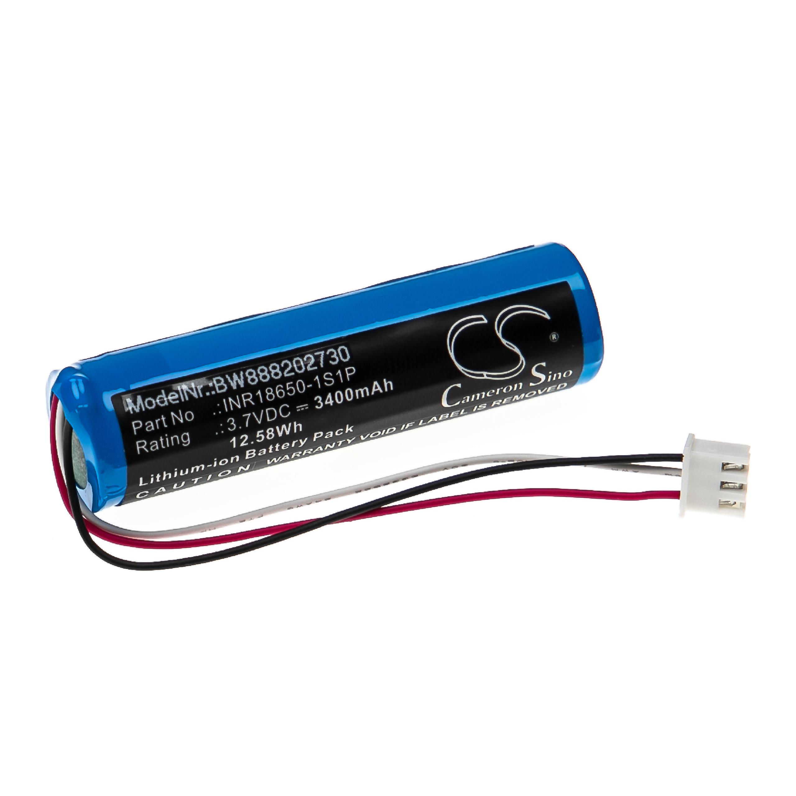 Batterie remplace Theradome INR18650-1S1P pour casque laser - 3400mAh 3,7V Li-ion